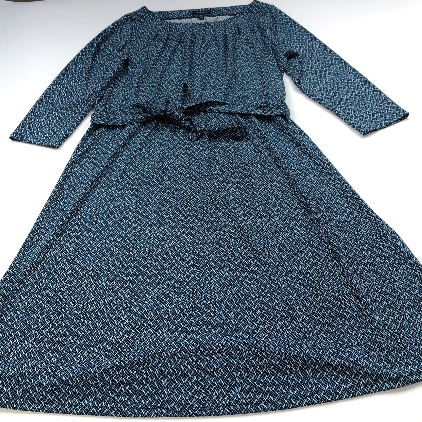 Lands' End Lands' End Dress A-Line Pullover Below Knee Belt Tie Black Blue Womens L Regular XS-XL not applicable Size L / US 10 / IT 46 - 5 Thumbnail