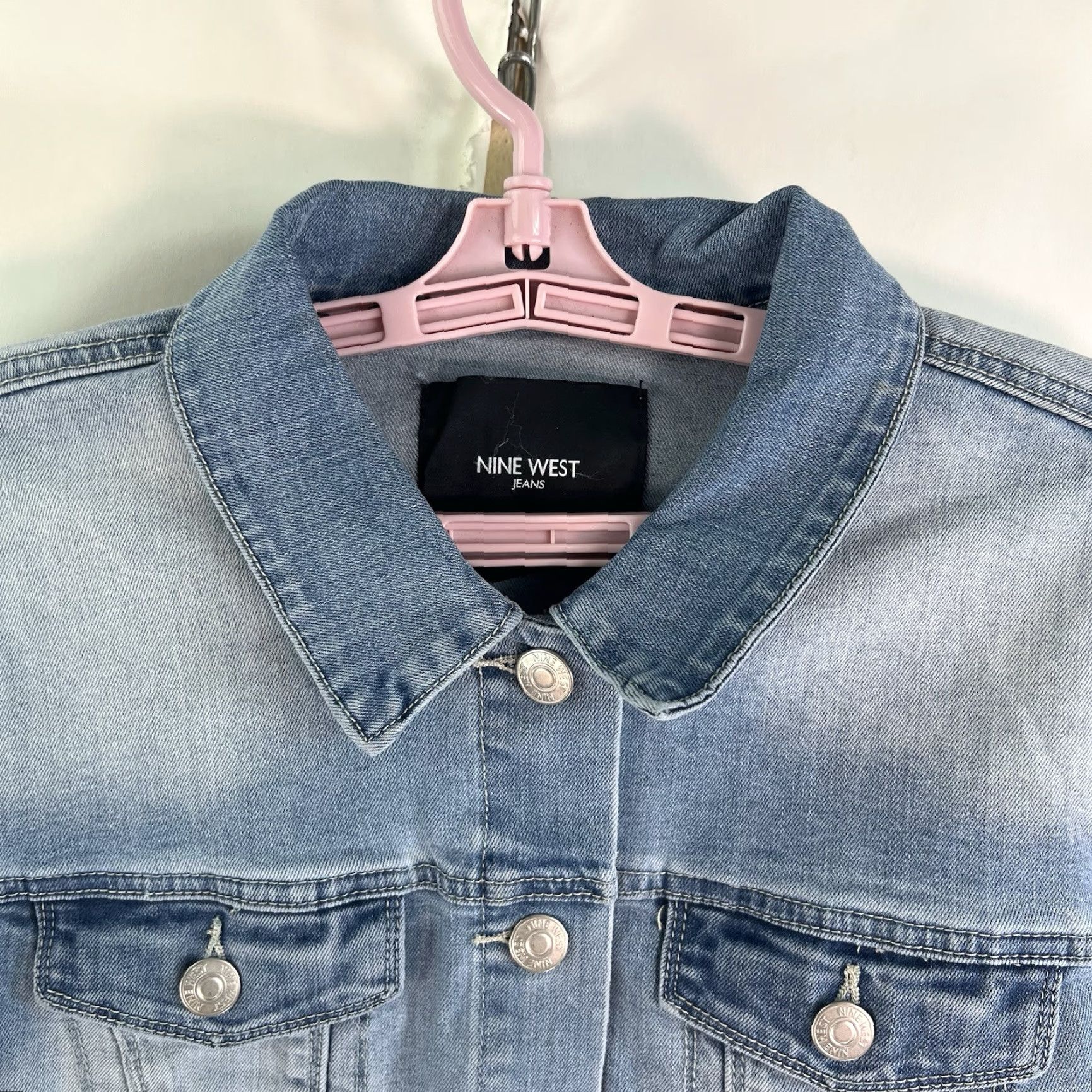 Nine West VINTAGE Nine West Denim Jacket Womens Size L Blue Stretch Casual Bohemian 90s Fashion Size L / US 10 / IT 46 - 3 Thumbnail