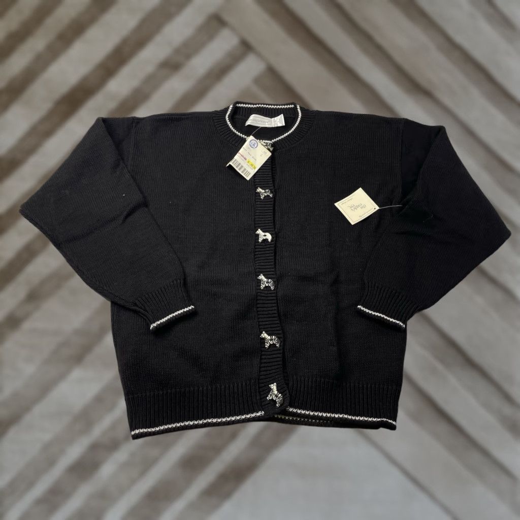 Vintage VINTAGE Eagles Eye Zebra Cardigan Kit Sweater Button Black Womens Large L Adult Women Size L / US 10 / IT 46 - 1 Thumbnail
