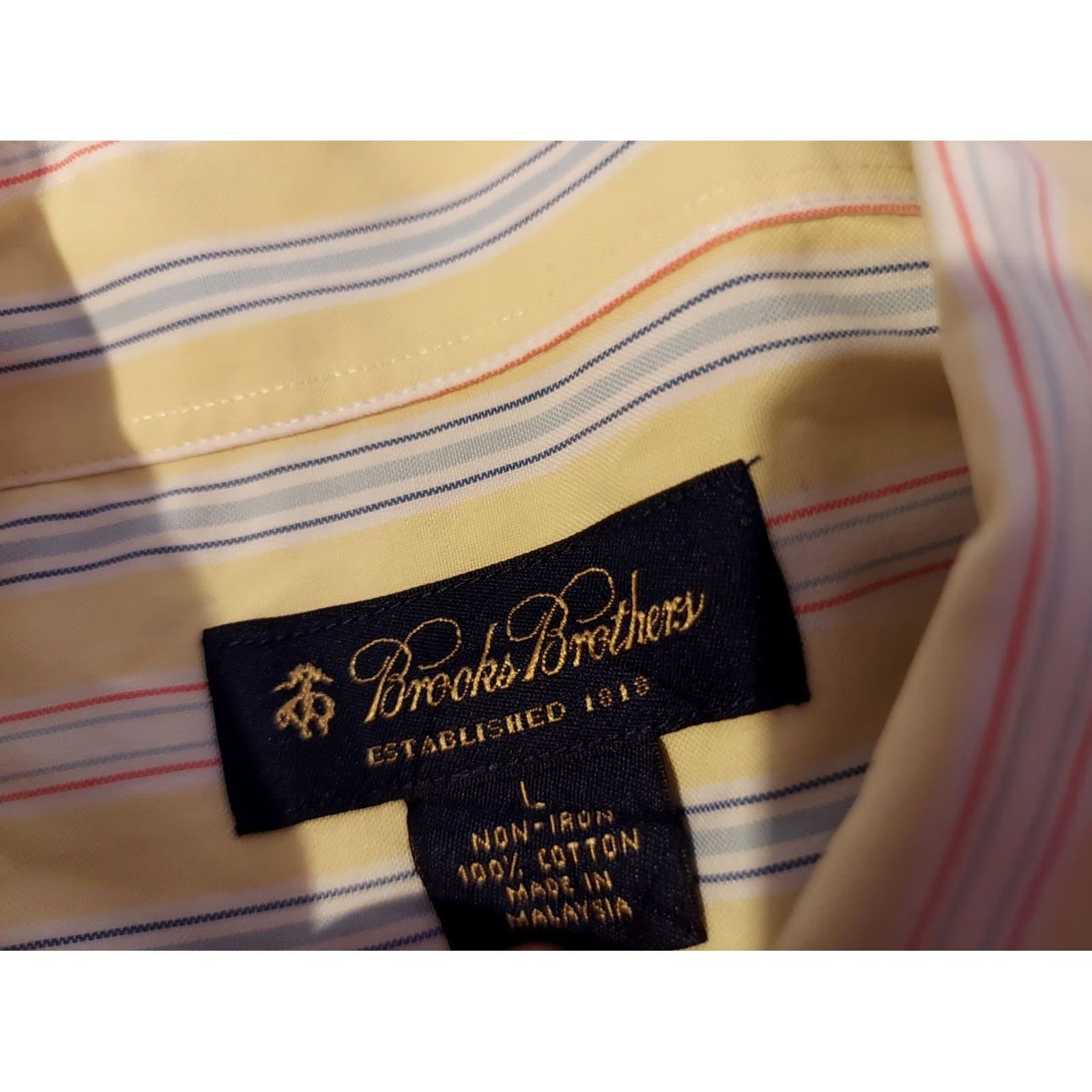 Brooks Brothers Brooks Brothers Dress Shirt L Large Yellow Button Cotton Mens Size 42R - 4 Thumbnail