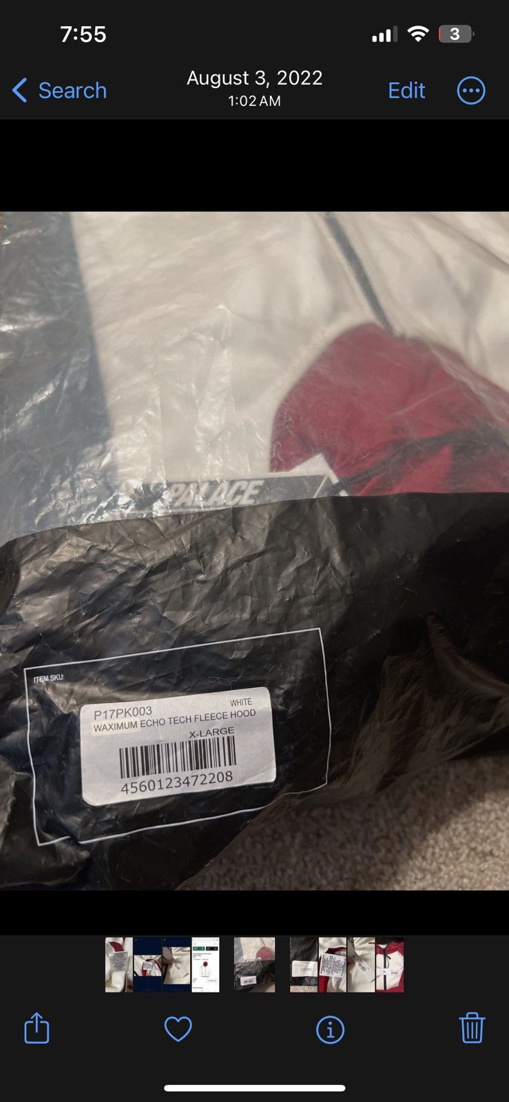 Palace Palace Waximum Echo Tech Fleece White Red Hood XL Size US XL / EU 56 / 4 - 6 Thumbnail