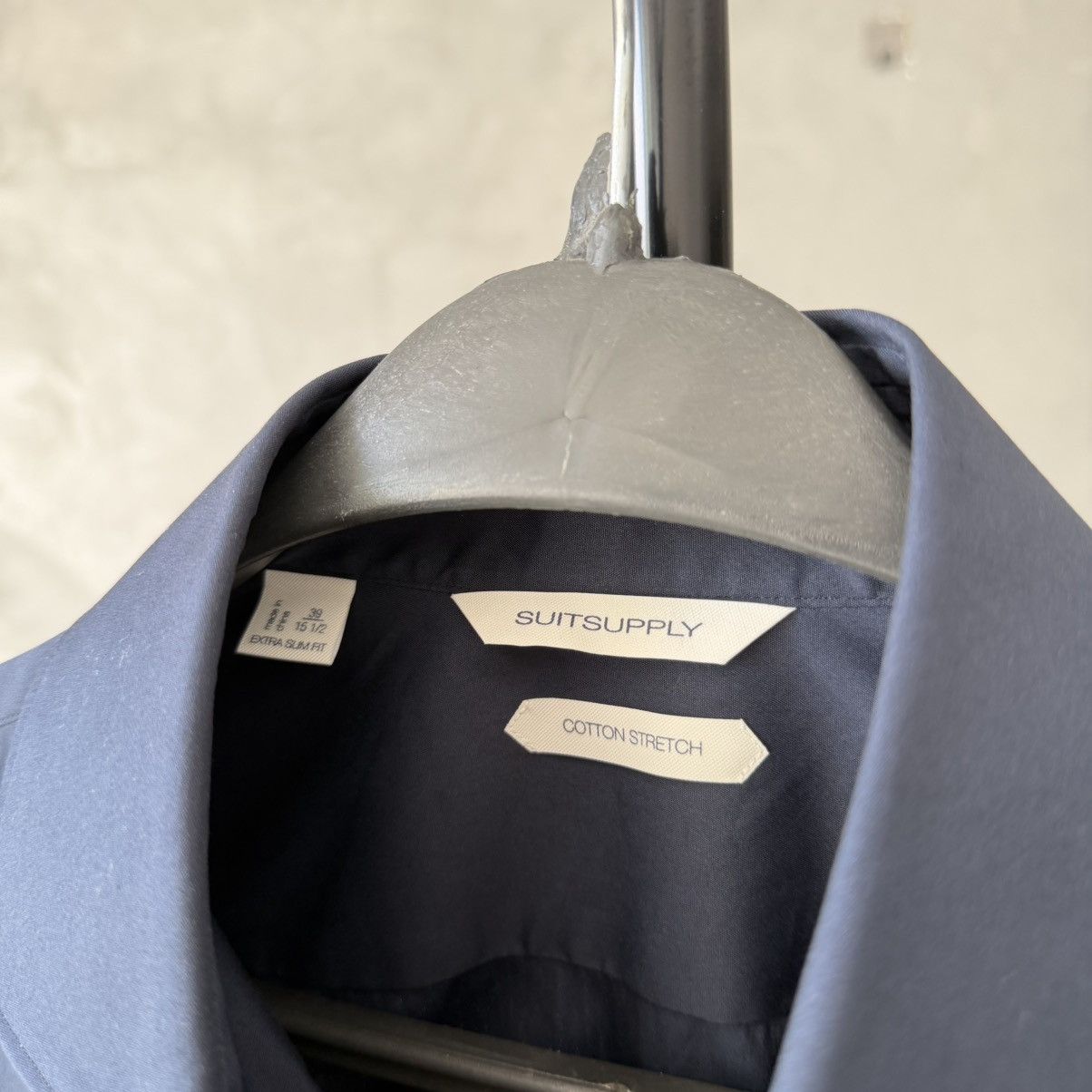Suitsupply Suitsupply Cotton Stretch Extra Slim Fit Navy Shirt Size US S / EU 44-46 / 1 - 3 Thumbnail