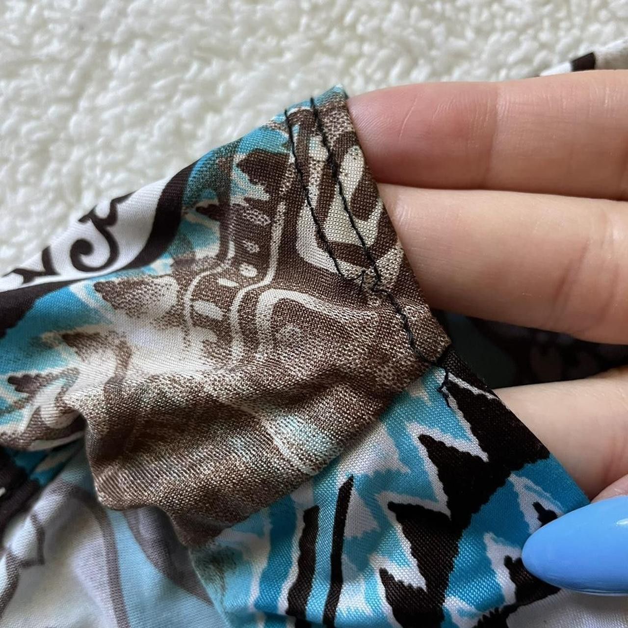 Vintage Y2K Sirens blue & brown printed sleeveless top Size S / US 4 / IT 40 - 7 Thumbnail