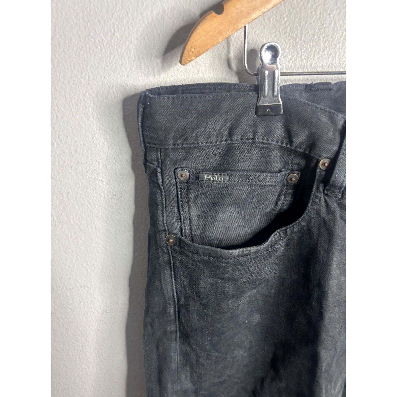 Polo Ralph Lauren Polo Ralph Lauren Jeans Mens 42 Relaxed Straight Black Denim 5-Pocket Zip Fly 30in Inseam Men’s Straight Leg Stylish Casual Wear Big & Tall Size US XL / EU 56 / 4 - 2 Thumbnail