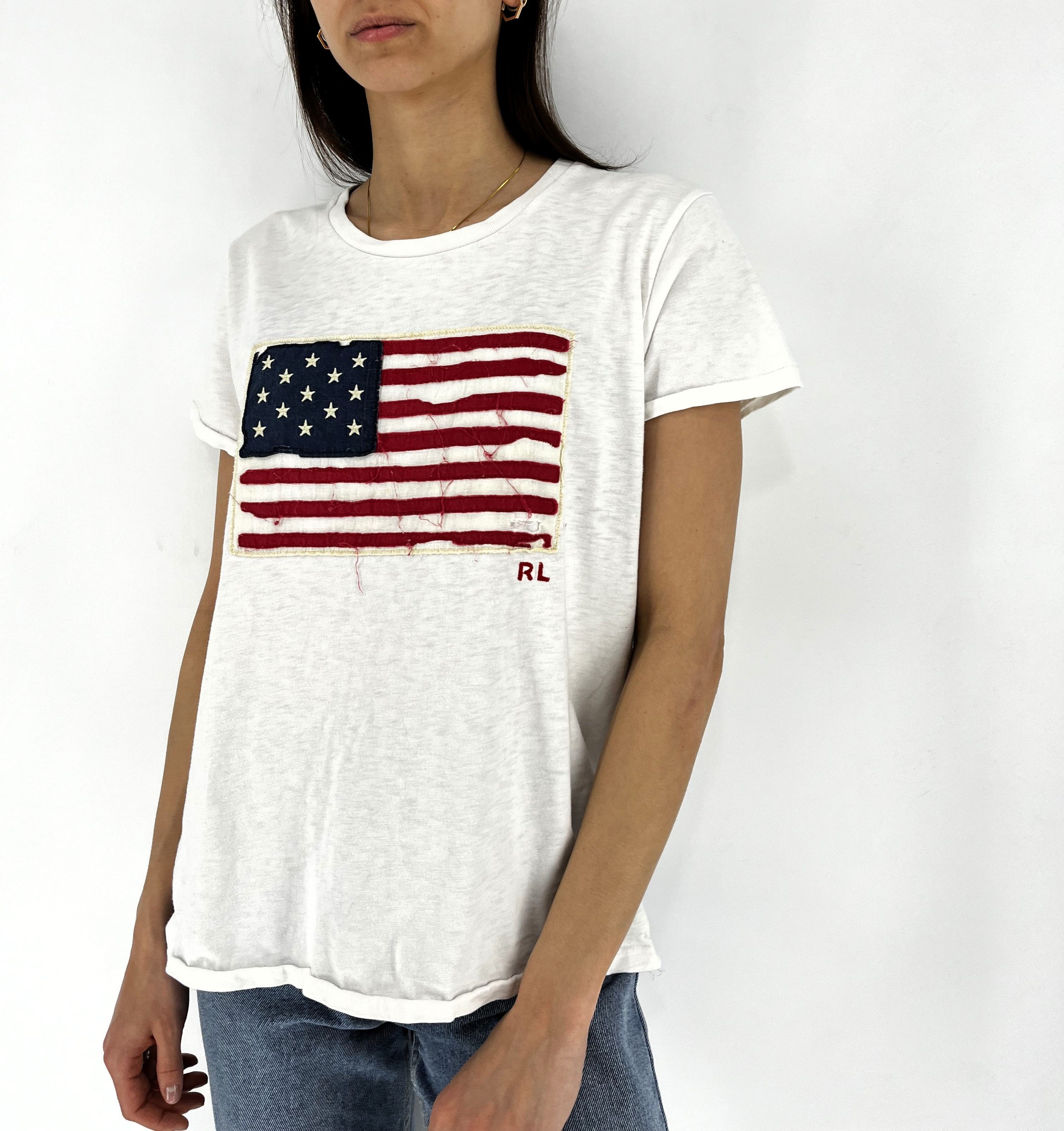 Polo Ralph Lauren Ralph Lauren White cotton crew-neck T-shirt with flag patch Size L / US 10 / IT 46 - 3 Thumbnail