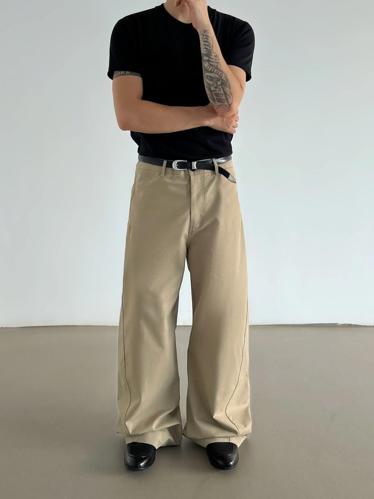Vintage Wide-Leg Beige Loose Pants Size US 32 / EU 48 - 3 Thumbnail