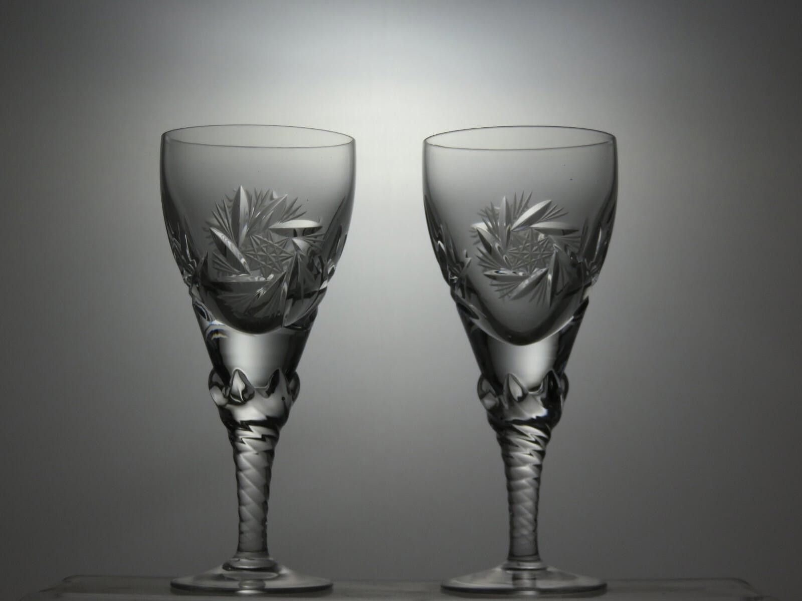 Poeme Bohemien Bohemia Crystal Pinwheel Cut Set Of 2 sherry Glasses 5 1/4" Size ONE SIZE - 1 Thumbnail