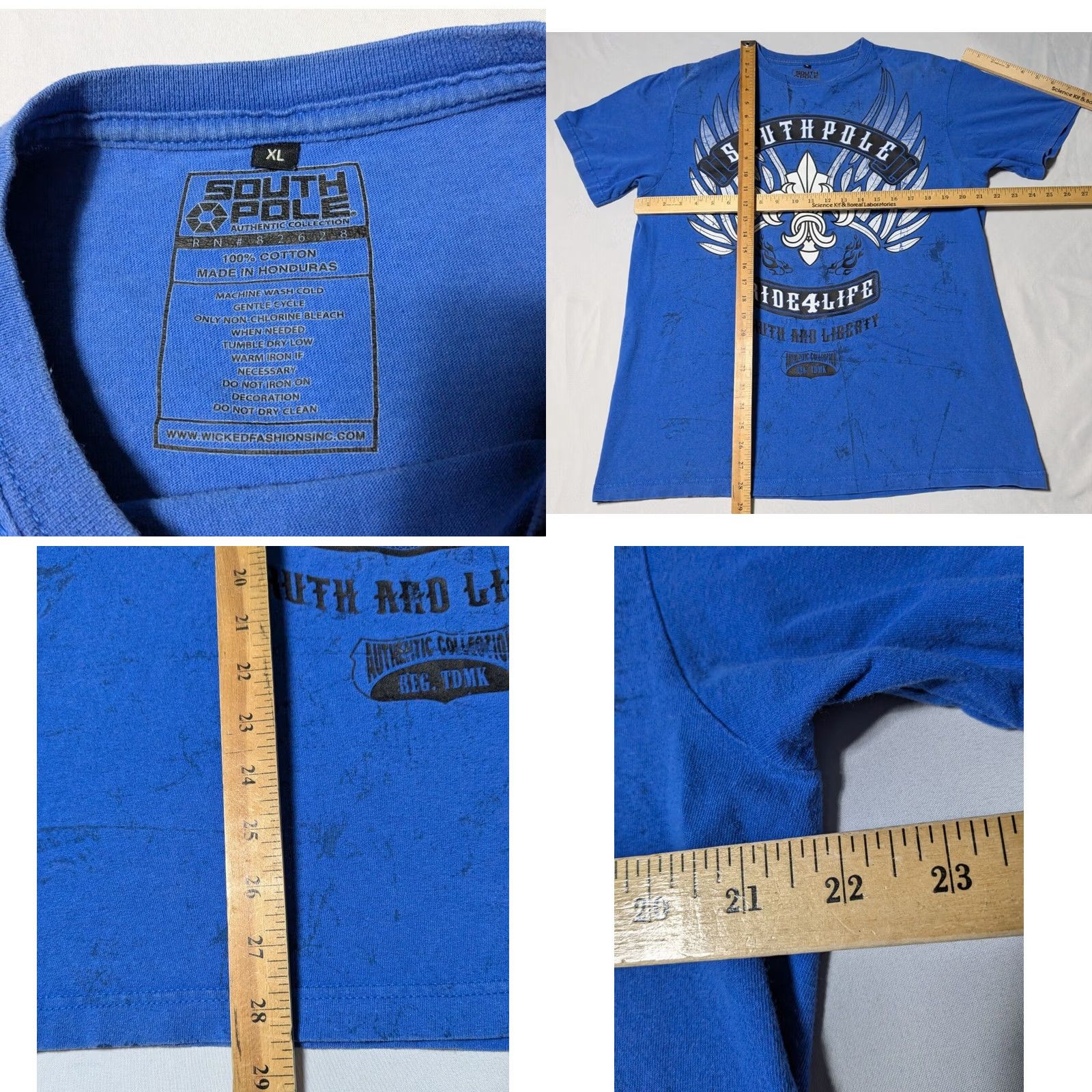 Southpole Southpole T-Shirt Men XL Blue FADED Graphic Ride for Life Truth and Liberty Size US XL / EU 56 / 4 - 8 Thumbnail