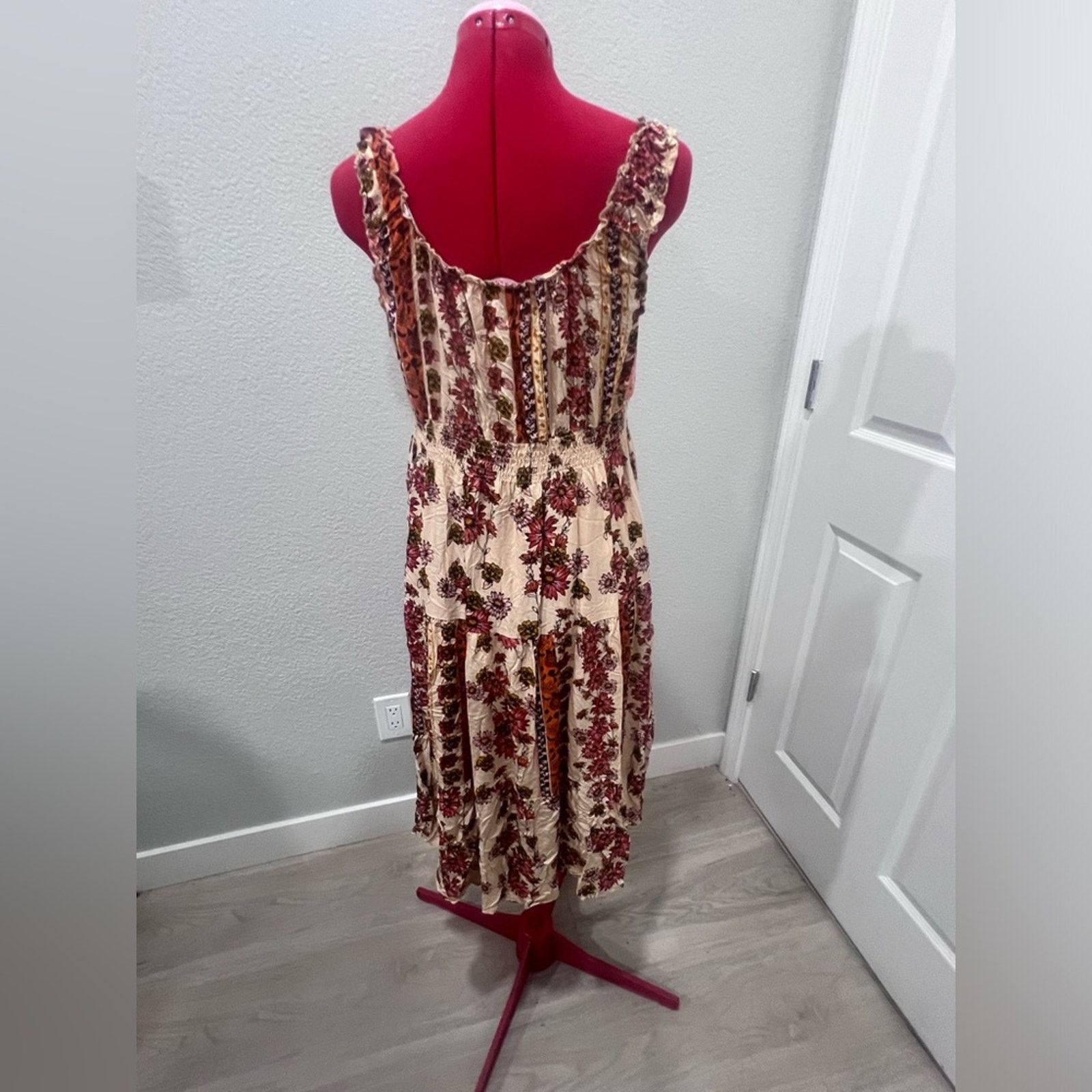 Anthropologie LAPIS Anthropology Floral Orange Cream Summer Sun Boho Size L / US 10 / IT 46 - 14 Thumbnail