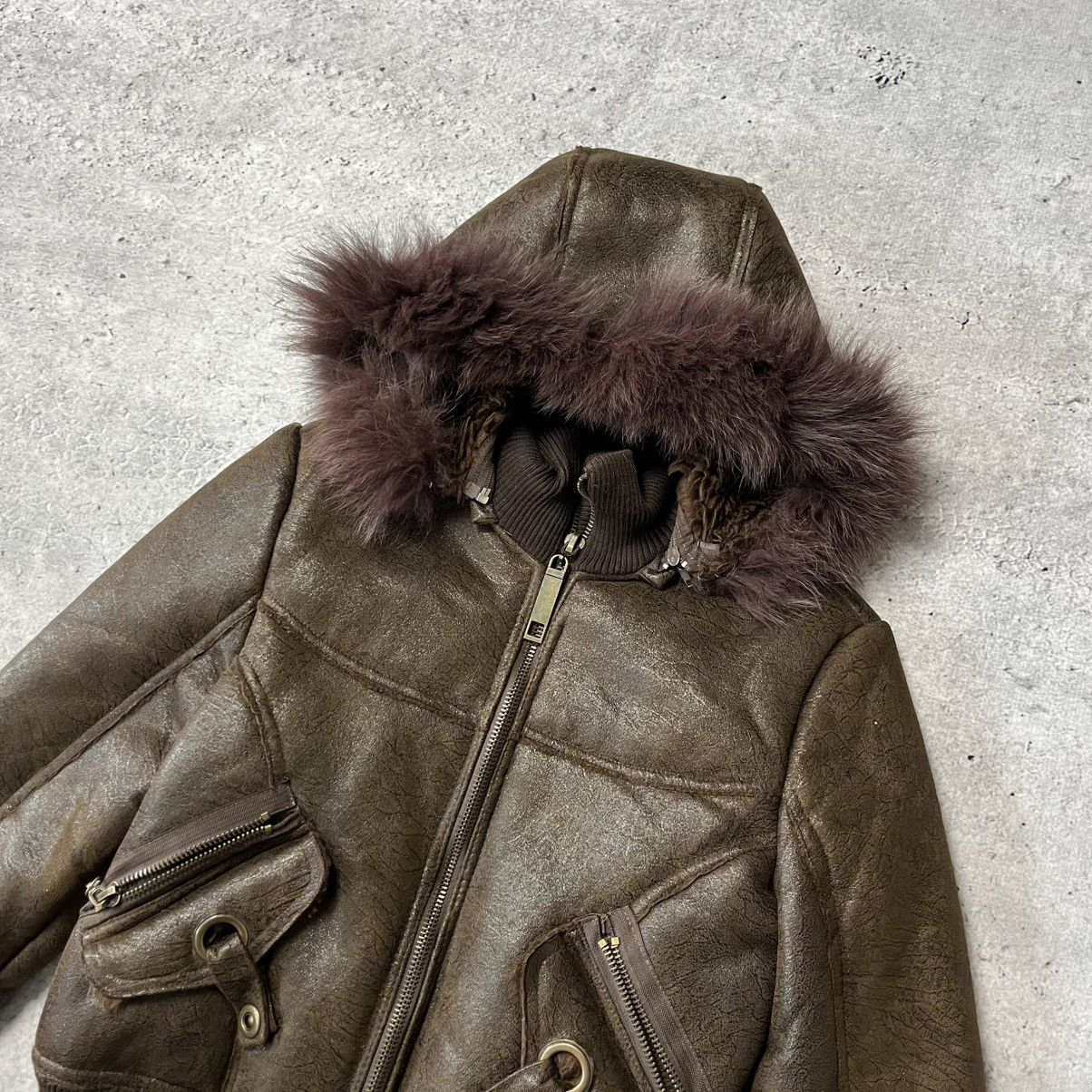Other Vintage Avant garde bomber jacket with fur S y2k 00s boxy Size S / US 4 / IT 40 - 4 Thumbnail