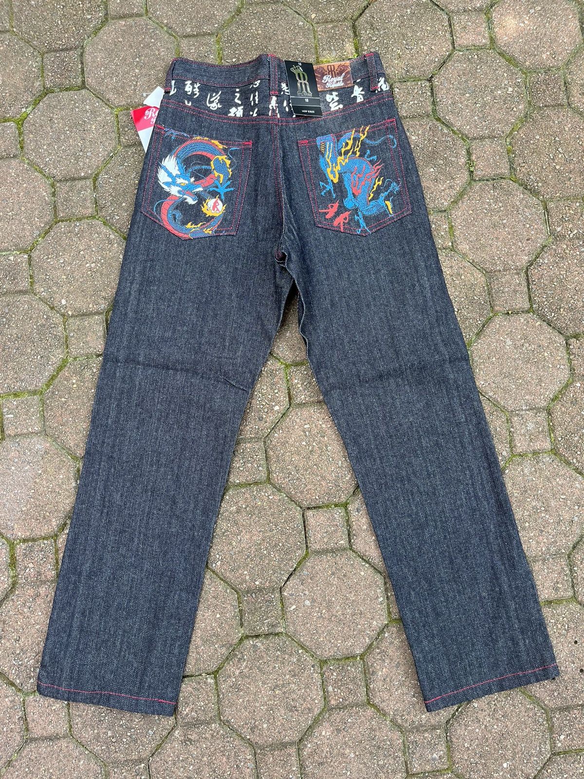 Japanese Brand Royal Republic Raw Denim Y2K Graphic Print Jeans Size US 29 - 1 Thumbnail