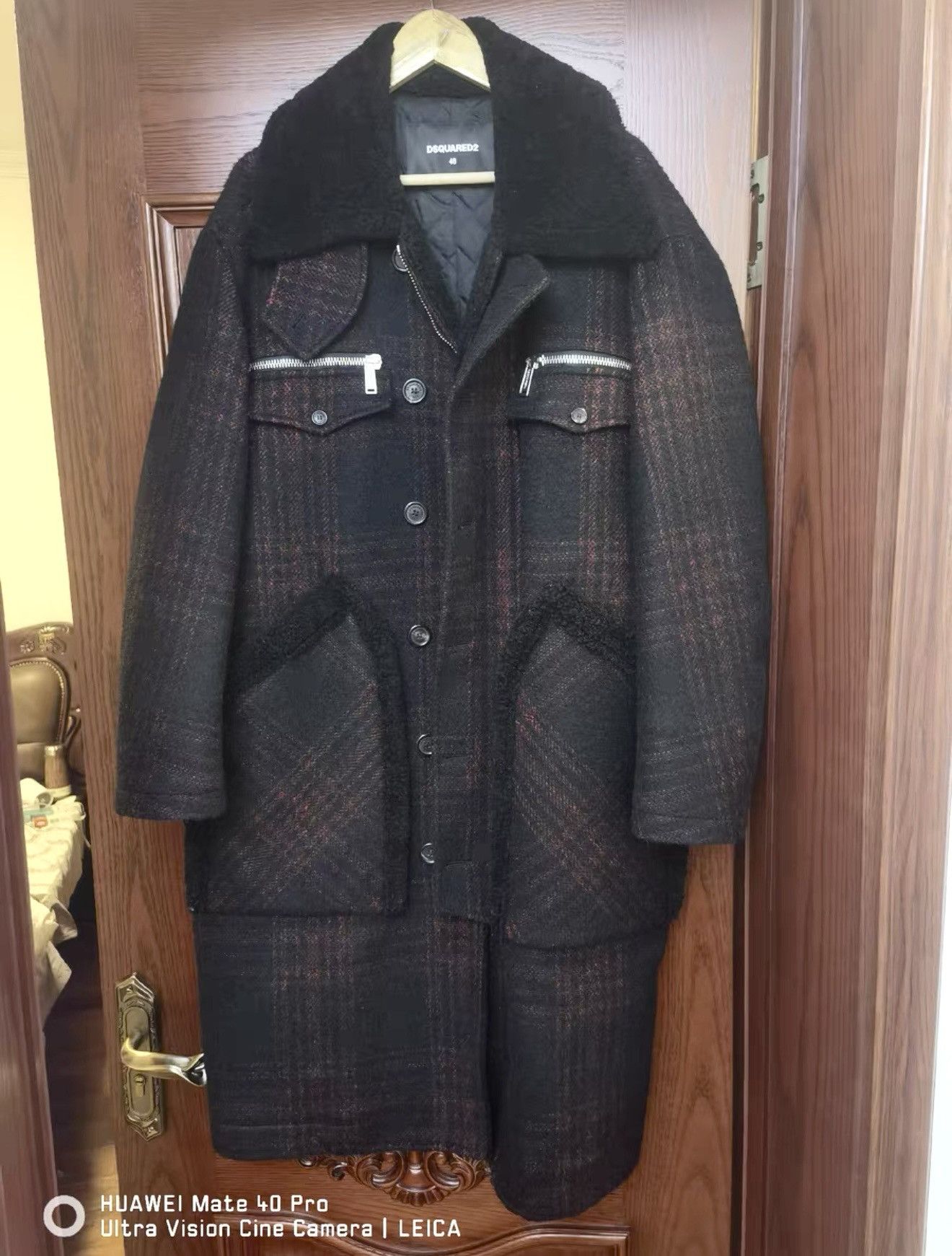 Dsquared2 Dsquared2 Men's Wool Blend Shearling Coat Size US M / EU 48-50 / 2 - 1 Thumbnail