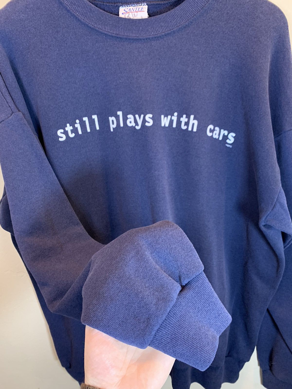 Vintage *RARE* Vintage 80’s Still Plays With Cars Funny Sweatshirt Size US XL / EU 56 / 4 - 4 Thumbnail