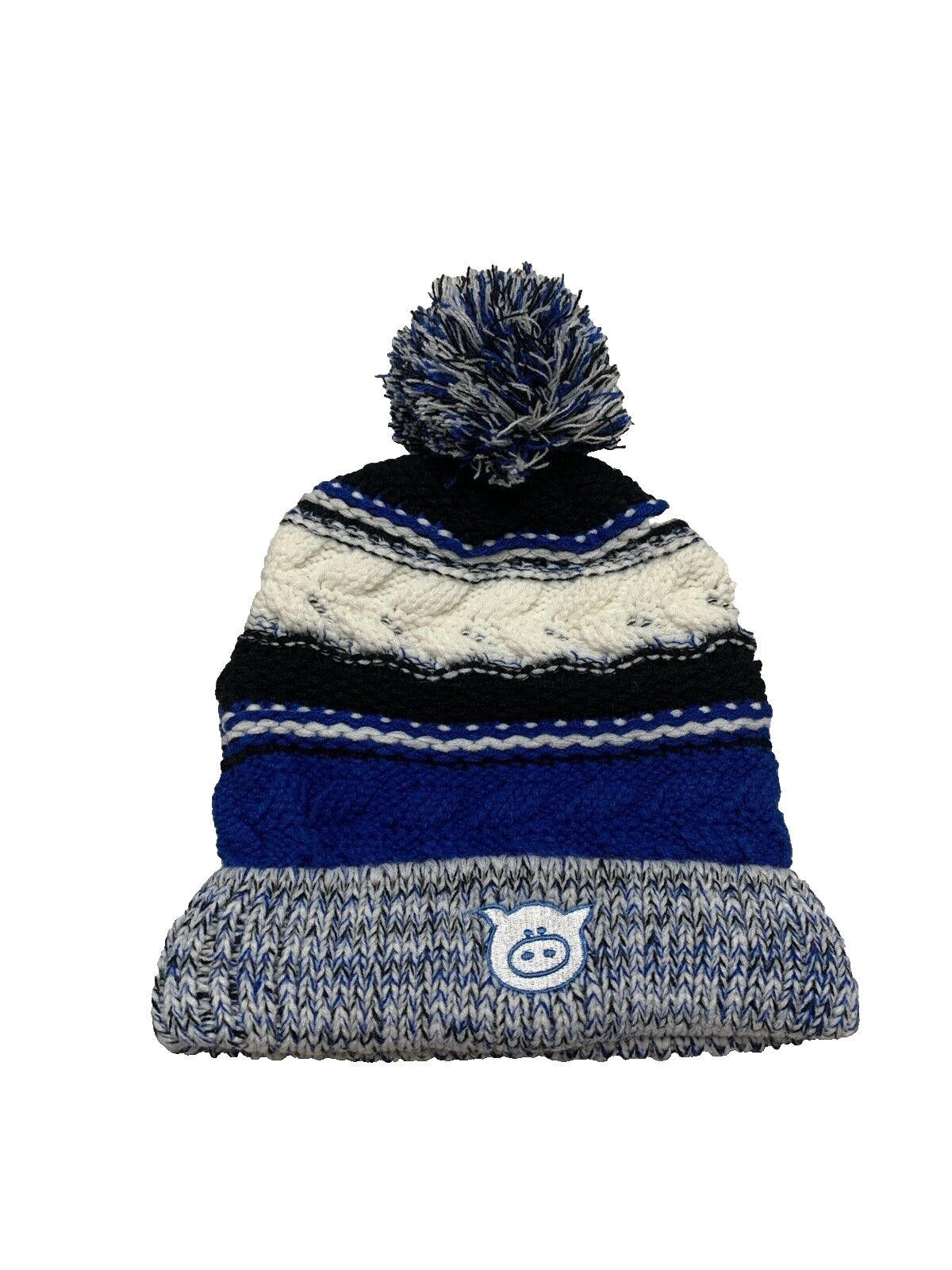 Other Pig Beanie Unisex Black Royal Blue Striped Ski Hat Size ONE SIZE - 1 Thumbnail