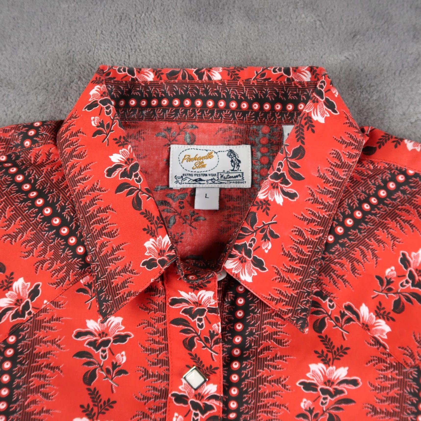 VINTAGE Panhandle Slim Western Shirt Womens Long Sleeve Button-Up Red Size L