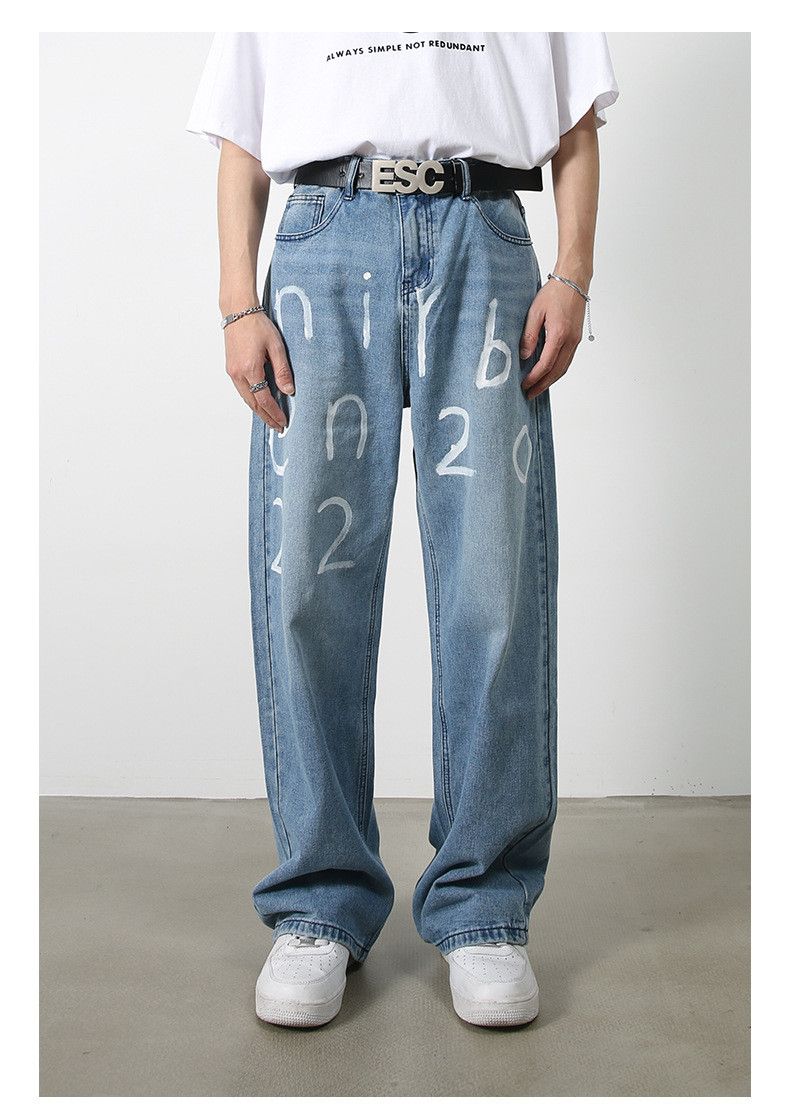 Japanese Brand × Jean Men's hand-painted loose casual wide-leg jeans Size US 32 / EU 48 - 1 Thumbnail
