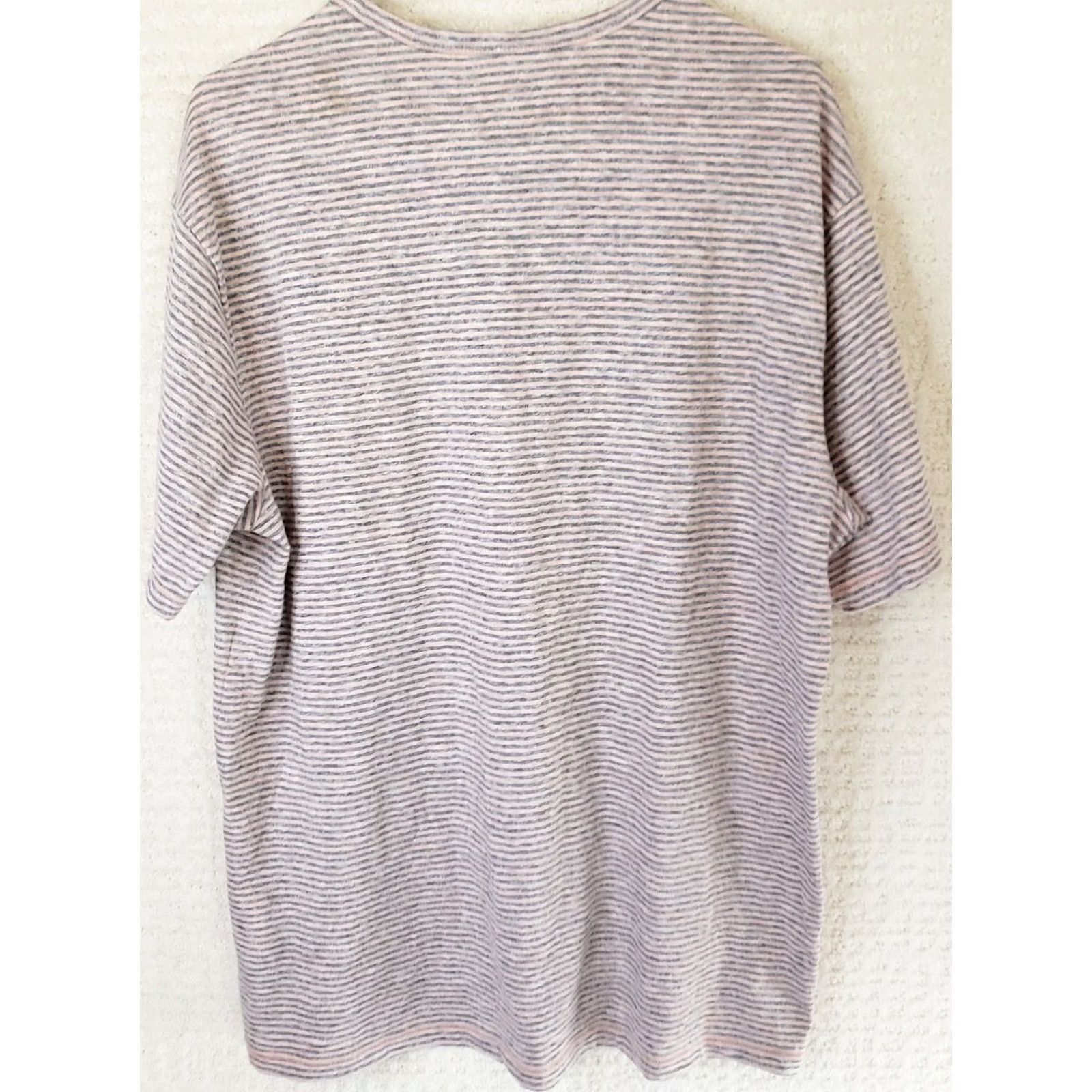 Vintage ROWM Shirt Men L Gray Peach Striped Crew Neck Short Sleeve Cotton Knit T-Shirt, Regular, All Seasons, Easy Care, Rowm Labels & Logos Size US L / EU 52-54 / 3 - 5 Thumbnail