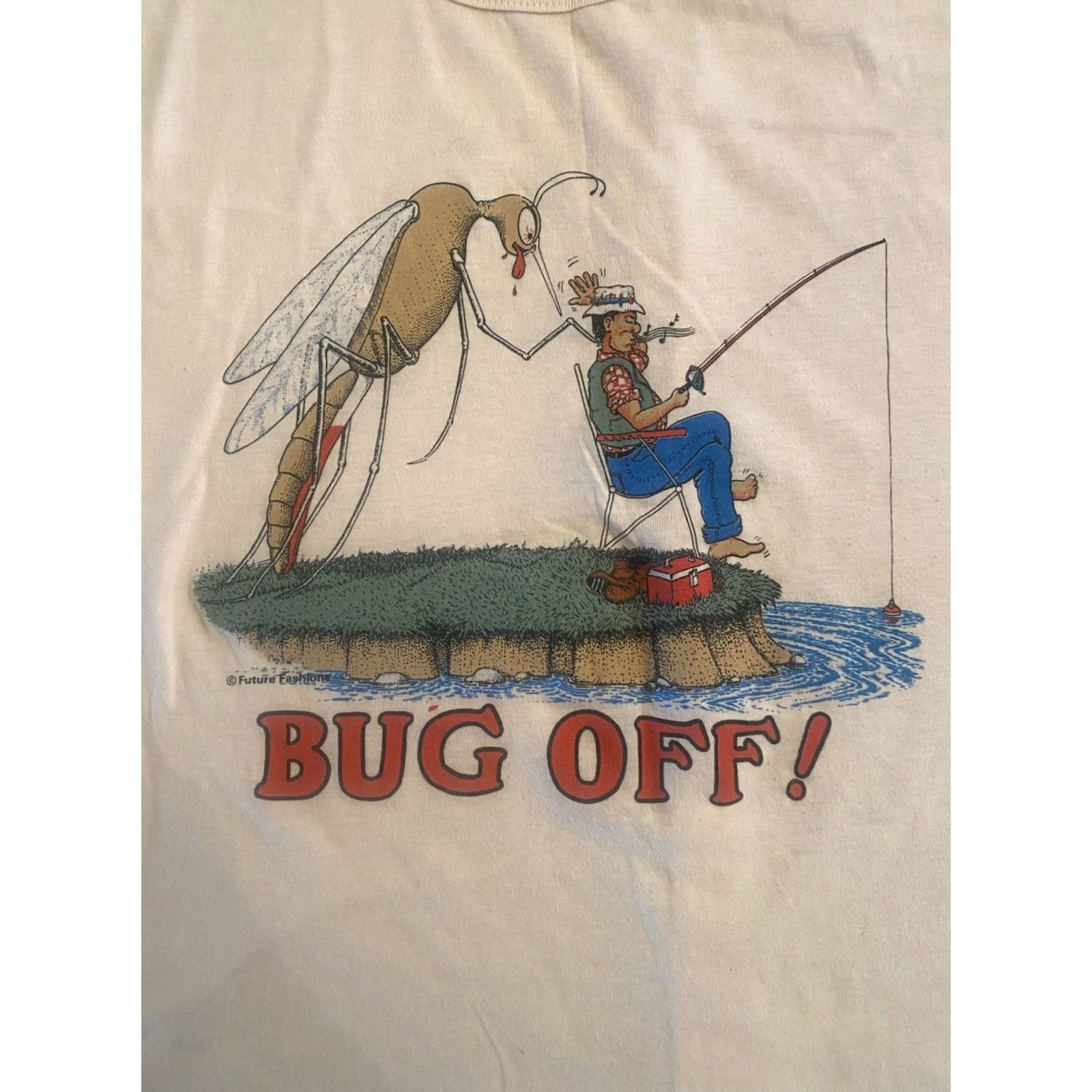 Vintage VINTAGE Fishing Shirt Mens L Pink Single Stitch T-Shirt 20”x27” No Tag Fish Stitch Bug Off Future Fashions Size US L / EU 52-54 / 3 - 2 Thumbnail