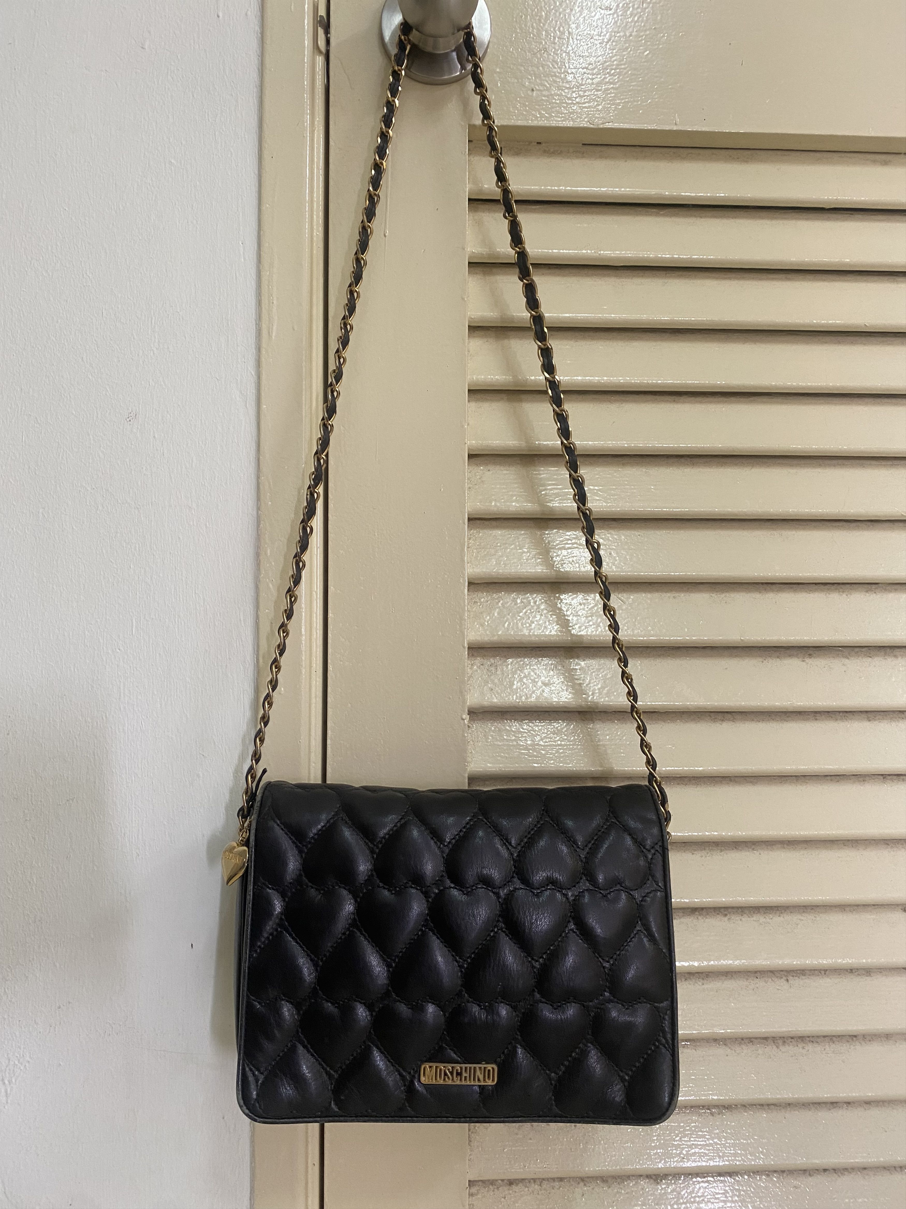 Moschino Moschino Calf Leather Love Shape Quilted Shoulder Bag Size ONE SIZE - 1 Thumbnail