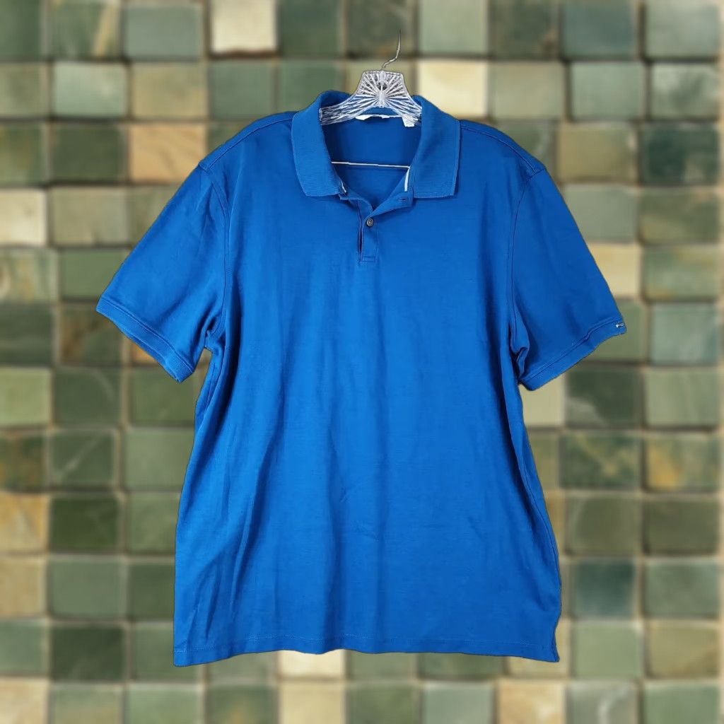 Calvin Klein CALVIN KLEIN Men's Blue Soft Short Sleeve Polo Shirt Size L Size US L / EU 52-54 / 3 - 1 Thumbnail