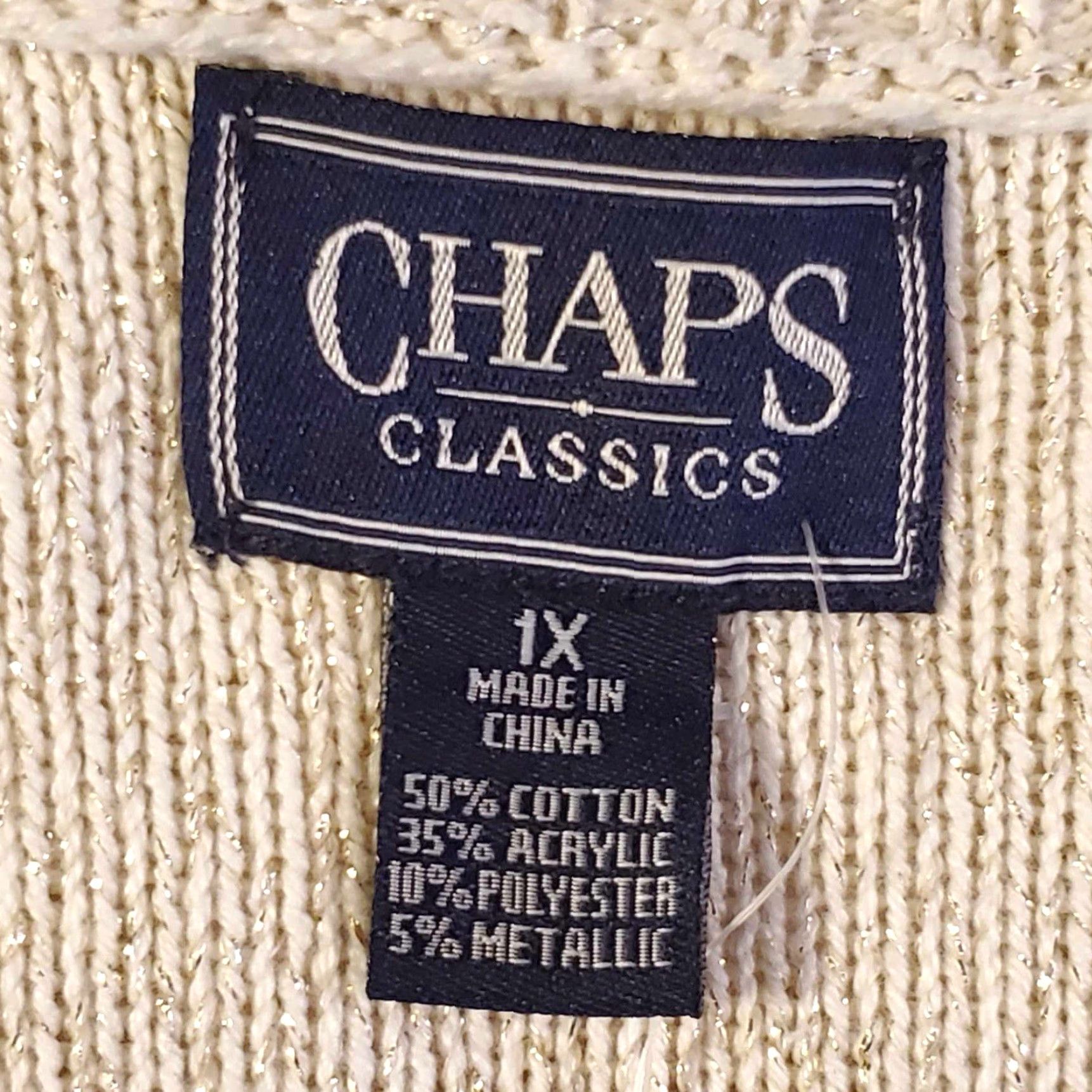 Chaps Chaps Sweater Womens NWT 1X Long Sleeve V-Neck White Cotton Blend Knit Pullover Casual Womens Classic 90s? Size XL / US 12-14 / IT 48-50 - 2 Thumbnail