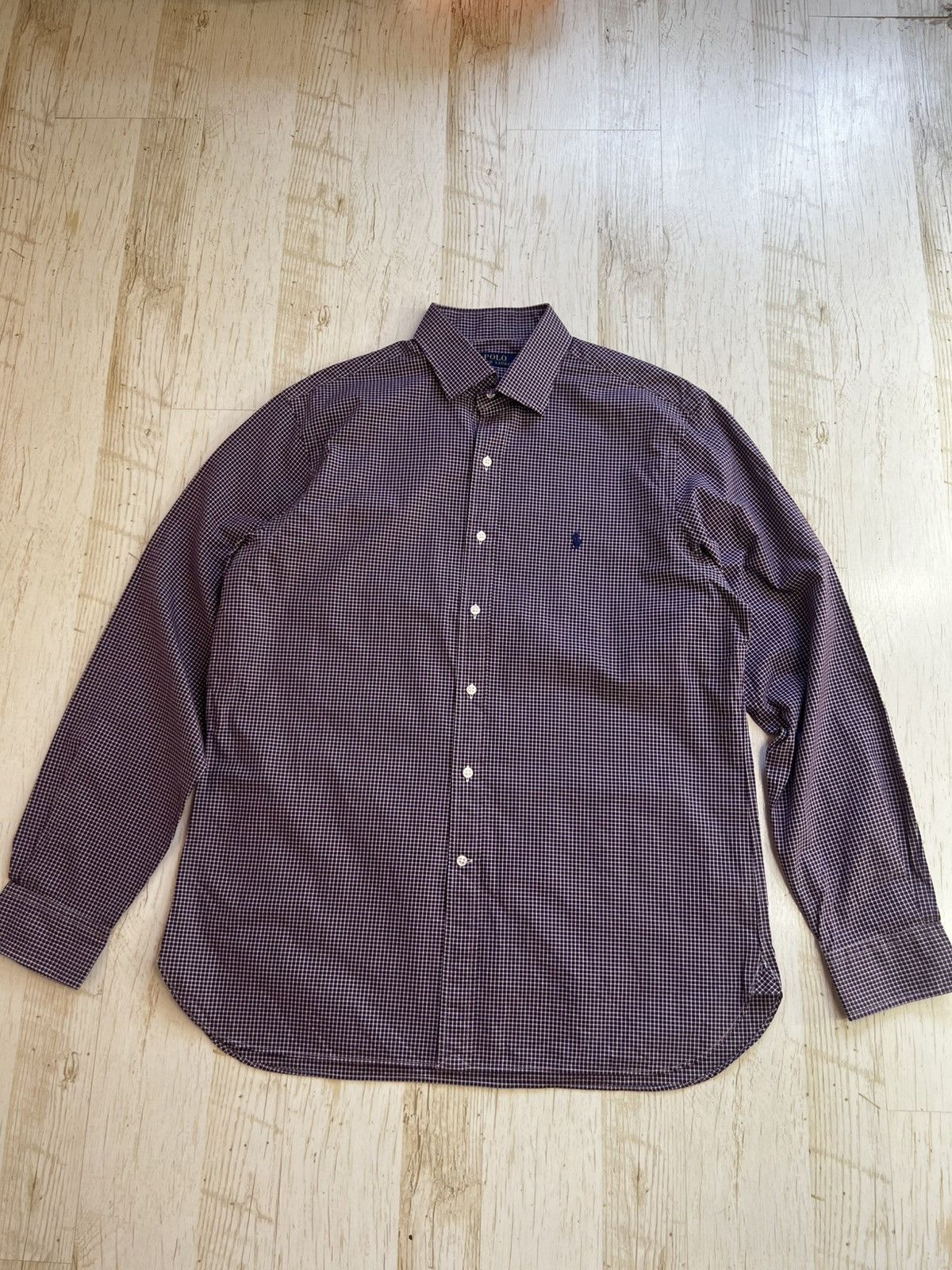 Polo Ralph Lauren Polo Ralph Lauren Purple Check Poplin Shirt 17 43 XL Cotton Size US XL / EU 56 / 4 - 4 Thumbnail