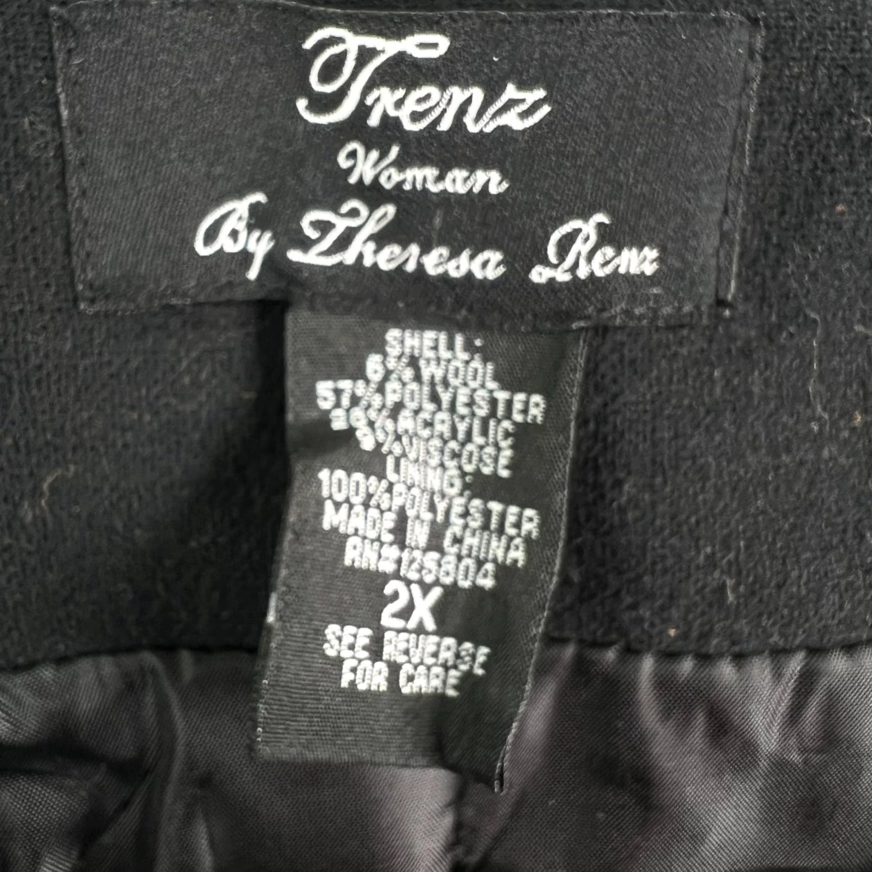 Vintage VINTAGE Trenz Blazer Womens 2X Black Wool Open Knit Geometric Shawl 3/4 Sleeve Mid-Length Designer Pattern Fall Spring Winter Mens? Wait. Size XXL / US 16-18 / IT 52-54 - 6 Thumbnail