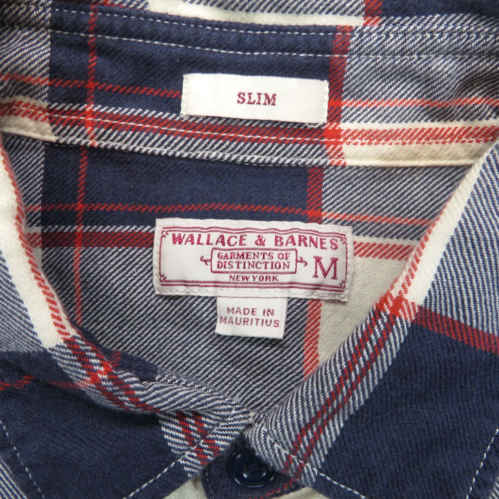 Wallace & Barnes Wallace Barnes Shirt Mens Medium Slim Fit Blue Red White Plaid Flannel Button-Up Size US M / EU 48-50 / 2 - 4 Thumbnail