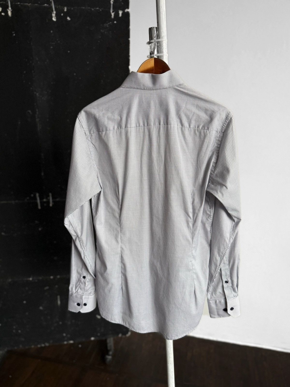 Eton Eton Mens White Black Micro Check Slim Fit Dress Shirt Size US S / EU 44-46 / 1 - 2 Thumbnail