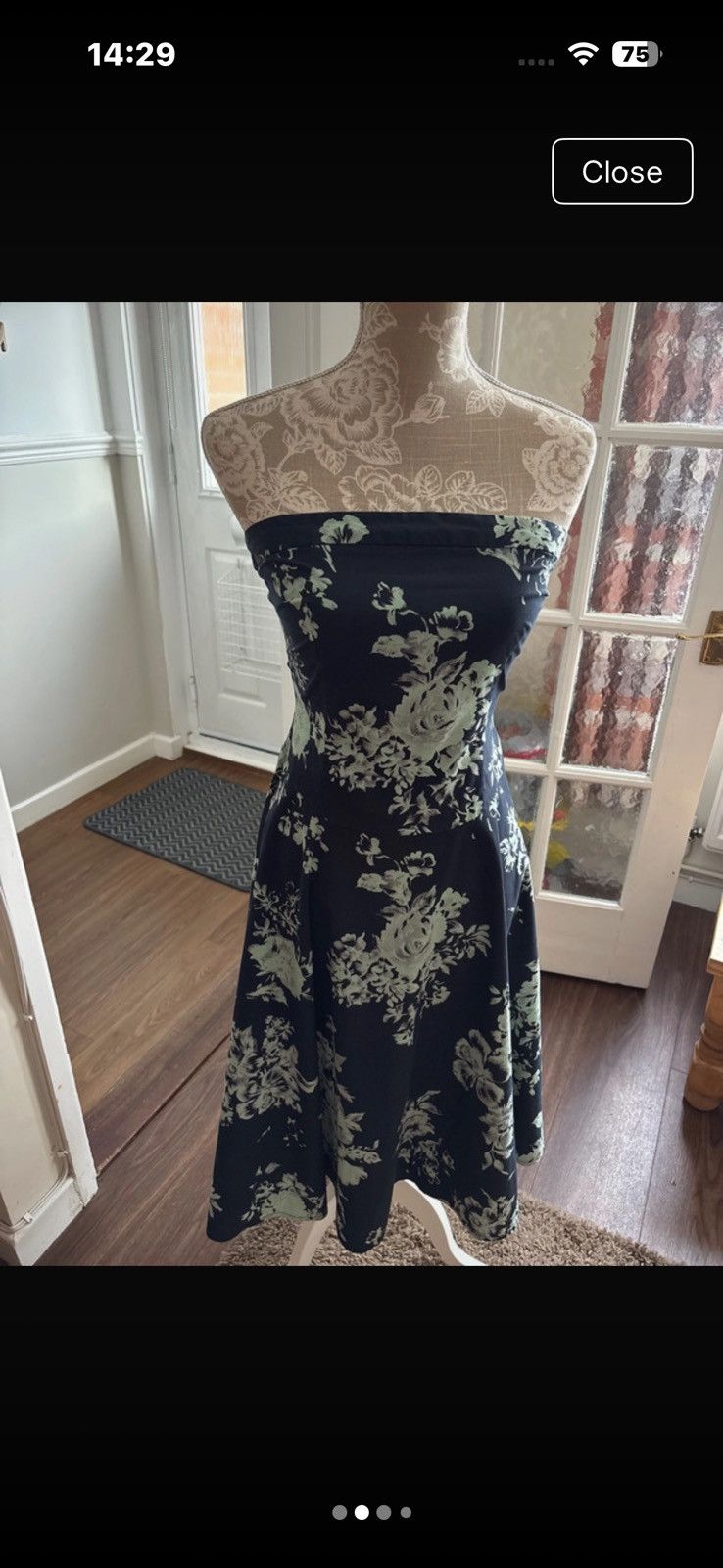Other Miss Selfridge Navy & Mint Floral Strapless Dress - Size 10 Size M / US 6-8 / IT 42-44 - 2 Thumbnail