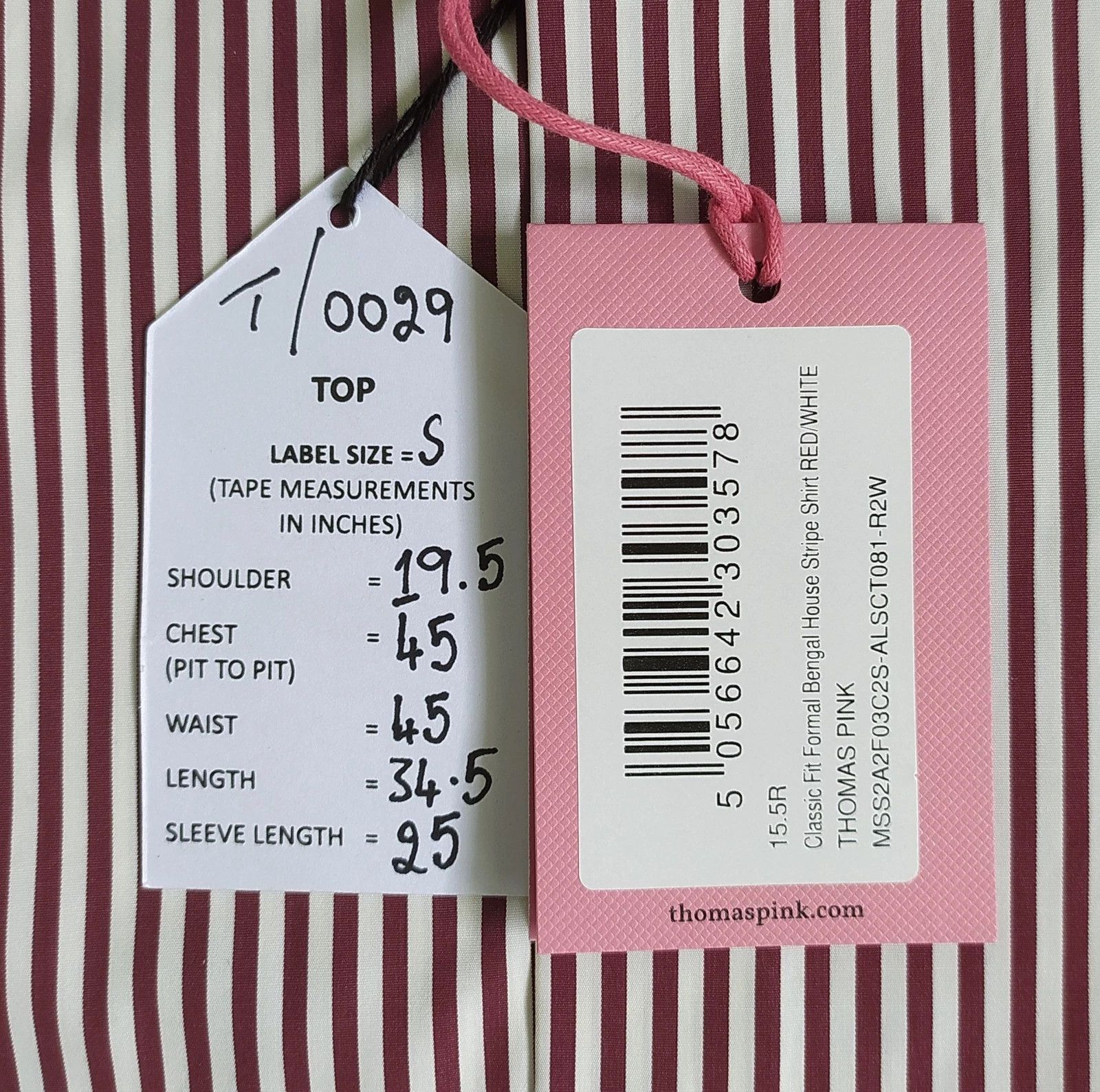 Thomas Pink Thomas Pink ClassicFit Bengal Stripe Formal Shirt T0029 Size US S / EU 44-46 / 1 - 5 Thumbnail