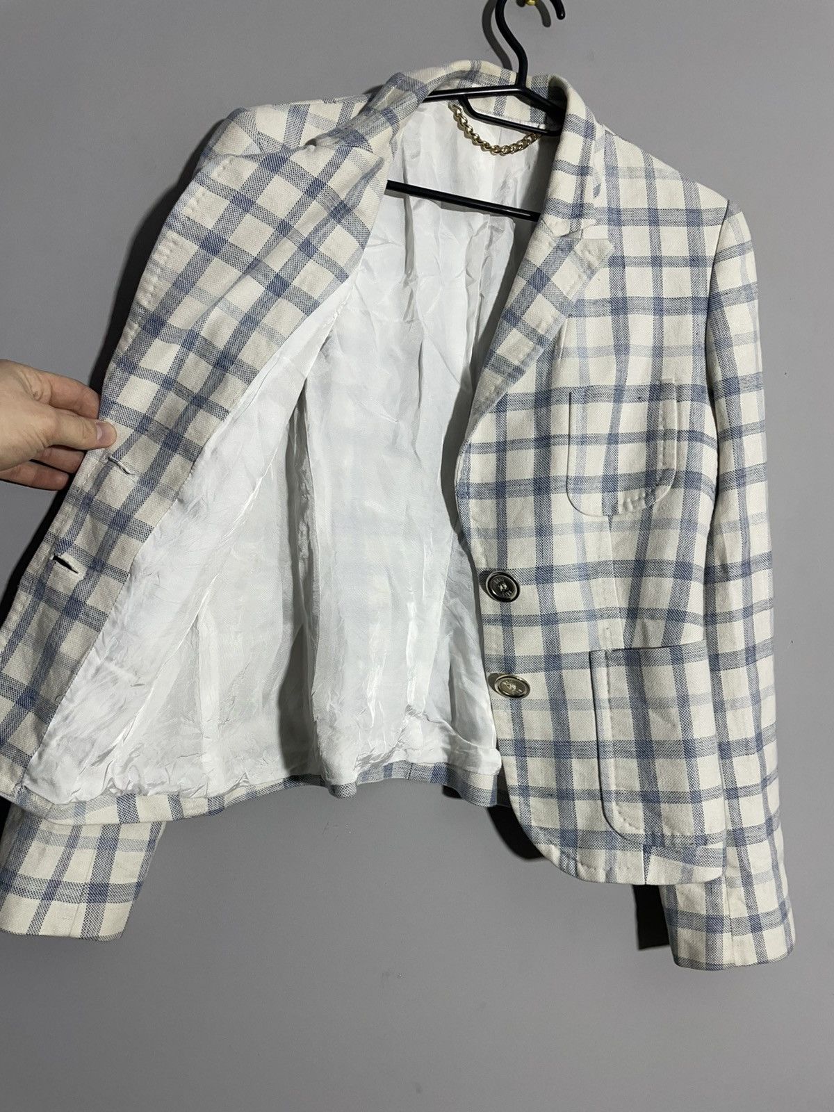 DAKS Daks London Check Pattern Cotton Blazer Size M / US 6-8 / IT 42-44 - 9 Thumbnail