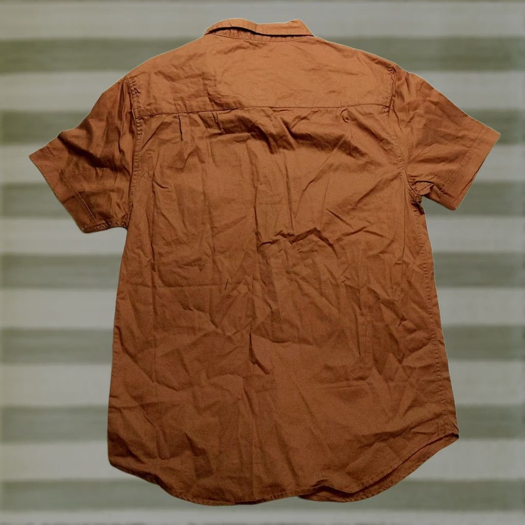 Vintage Buffalo Outdoors Workwear Button-Down Camp Shirt M Orange Brown Solid Short Sleeve Collared Mens Size US M / EU 48-50 / 2 - 1 Thumbnail