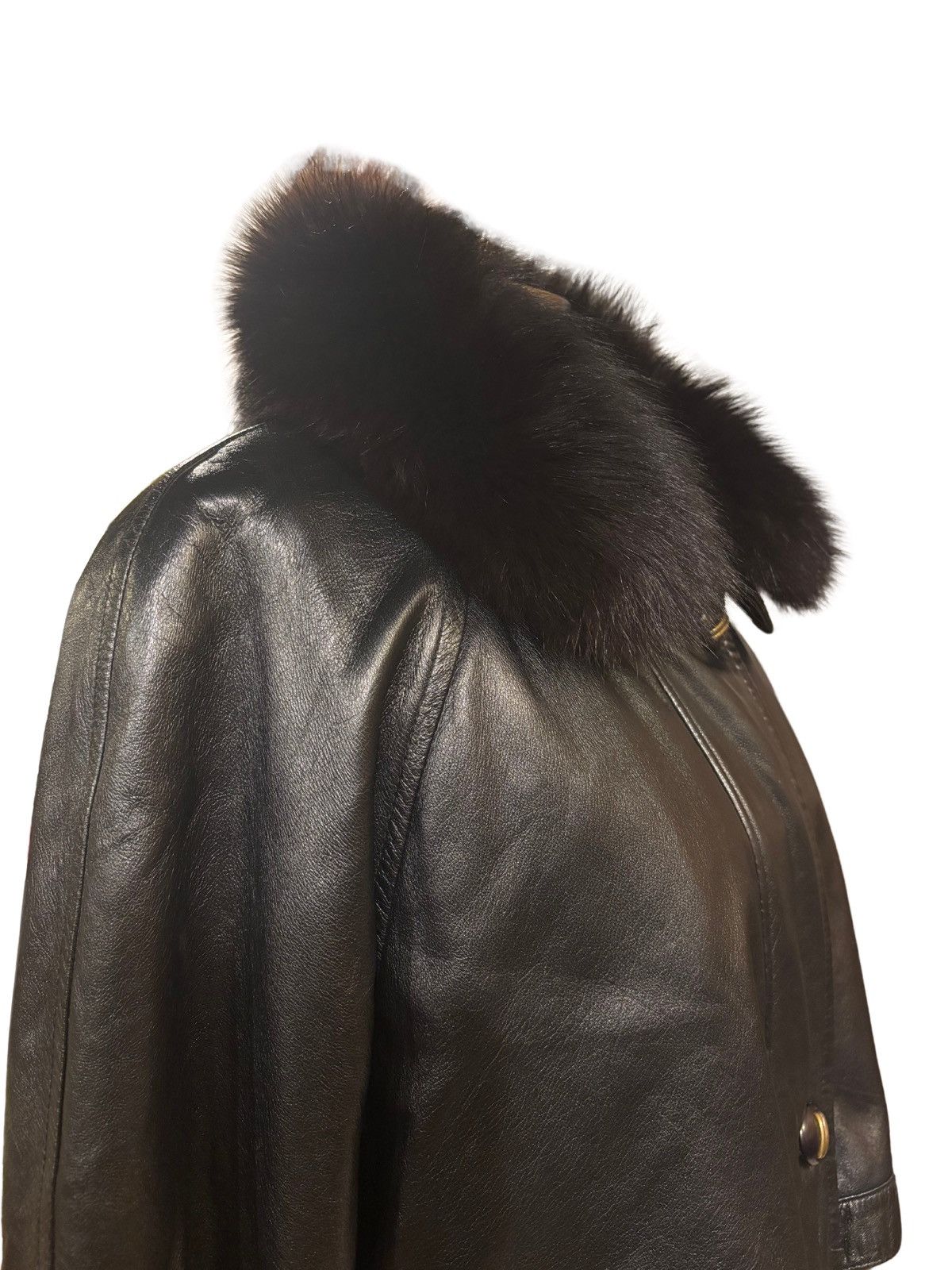 Nina Ricci Women’s black leather Jacket with fur collar Size XXL / US 16-18 / IT 52-54 - 4 Thumbnail