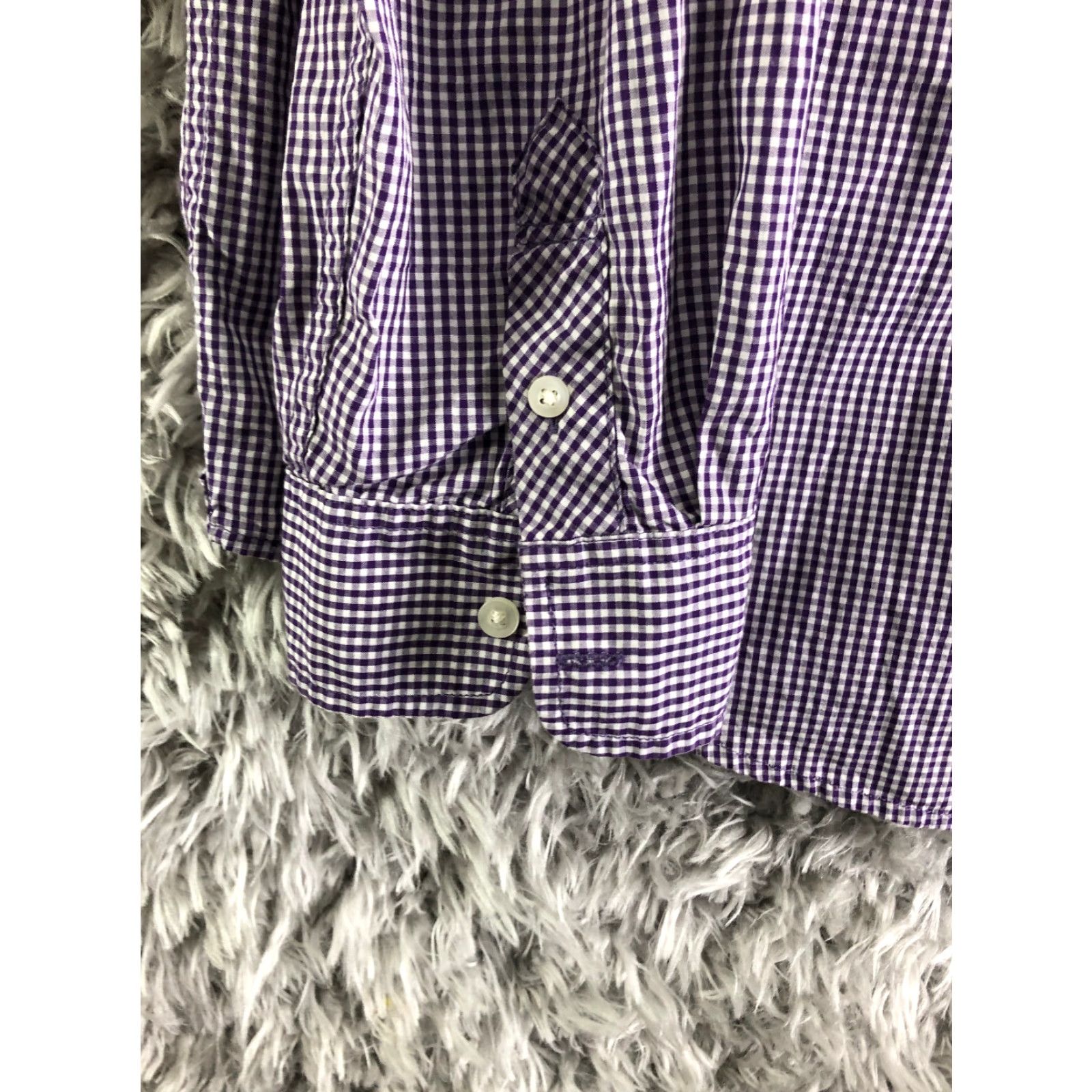 American Eagle Outfitters American Eagle Mens XL Purple Plaid Long Sleeve Spread Collar Shirt Size US XL / EU 56 / 4 - 2 Thumbnail