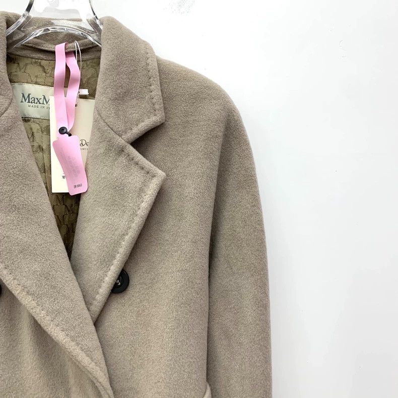 Max Mara Max Mara 101801 Collection Sand Wool Lapel Double Breasted Size XXS / US 00 / IT 34 - 3 Thumbnail