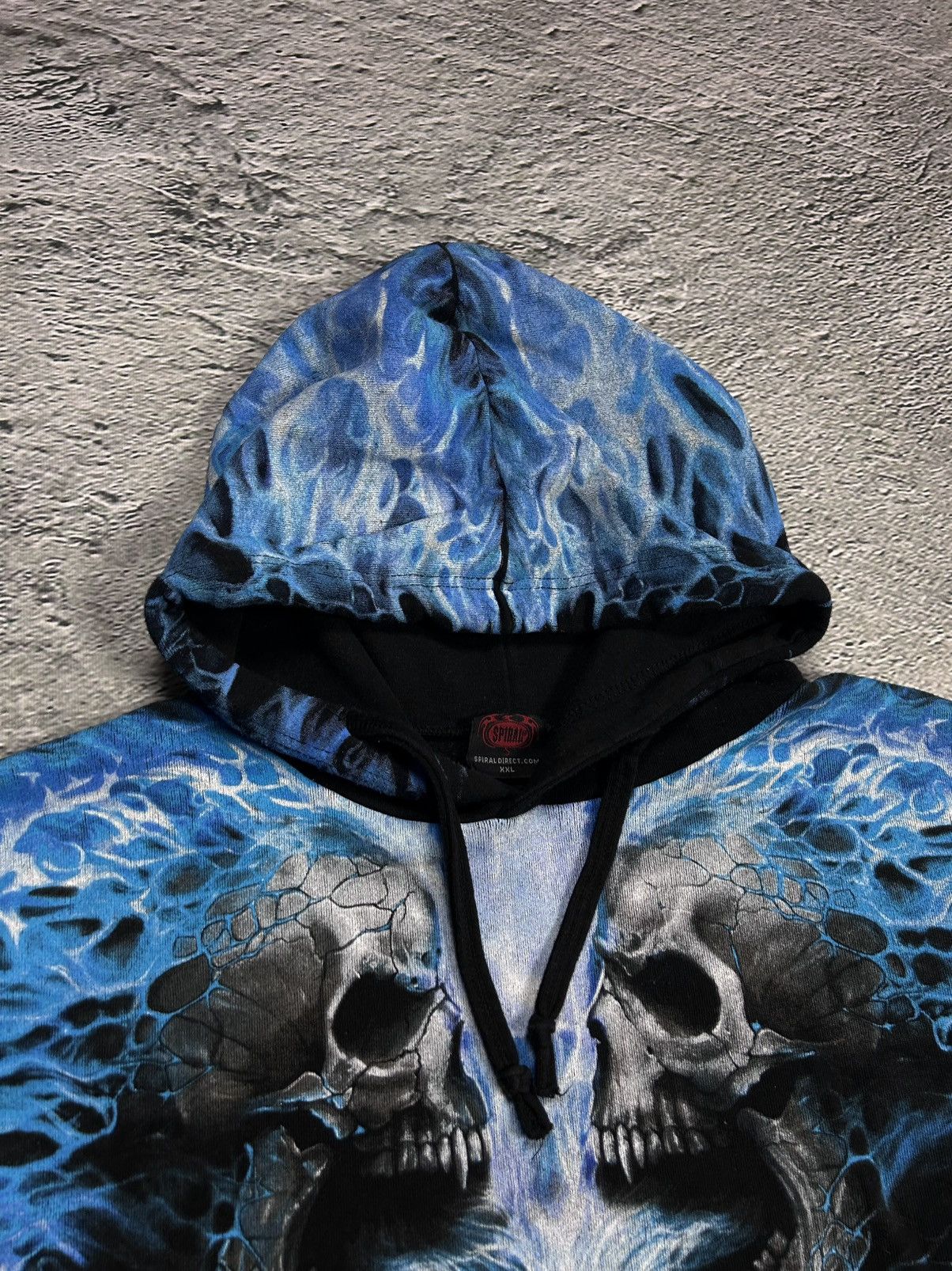 Vintage Vintage Y2K skulls flames fullprint black blue hoodie Size US XXL / EU 58 / 5 - 4 Thumbnail