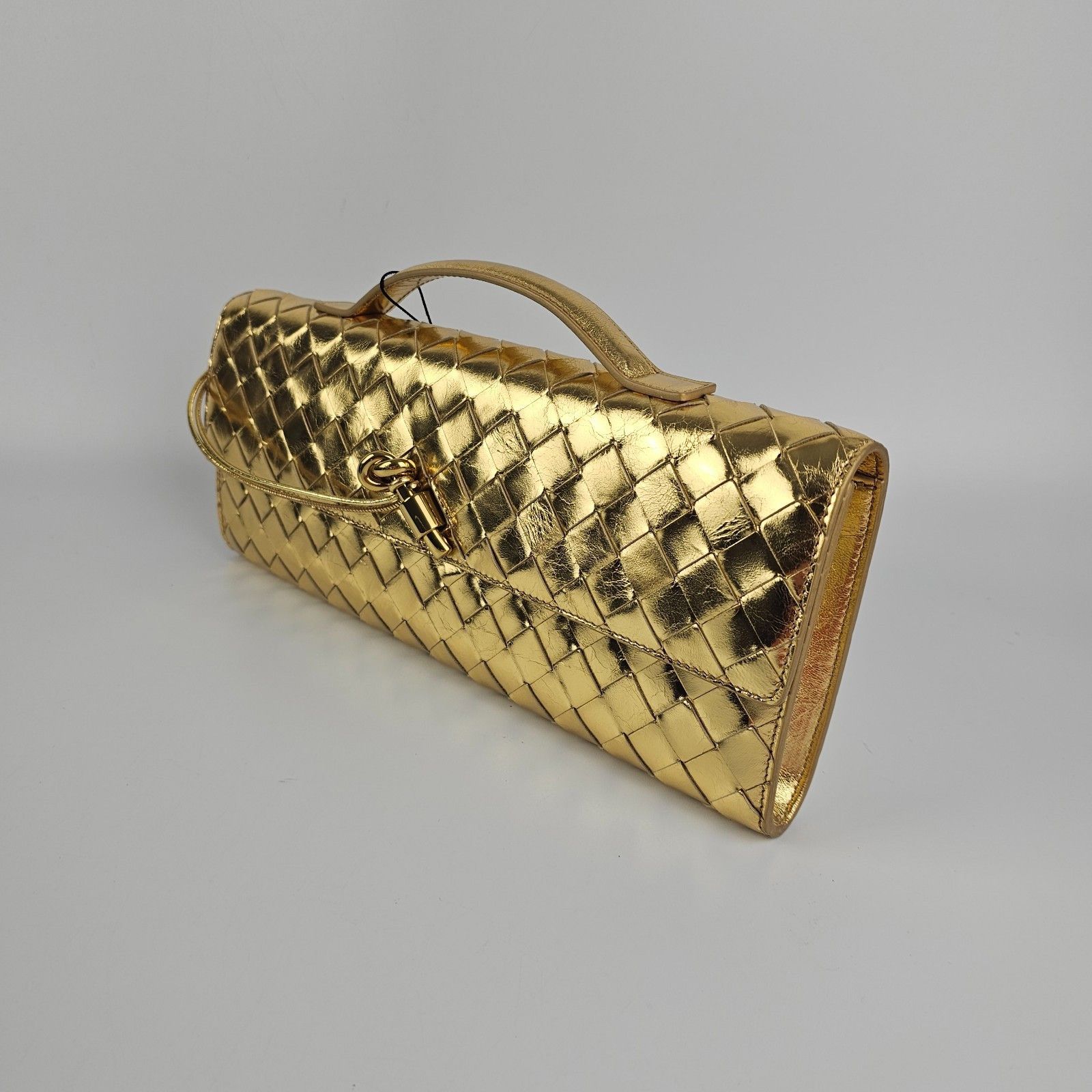 Bottega Veneta BOTTEGA VENETA Andiamo $3700 Gold Leather Top Handle Clutch Size ONE SIZE - 8 Thumbnail