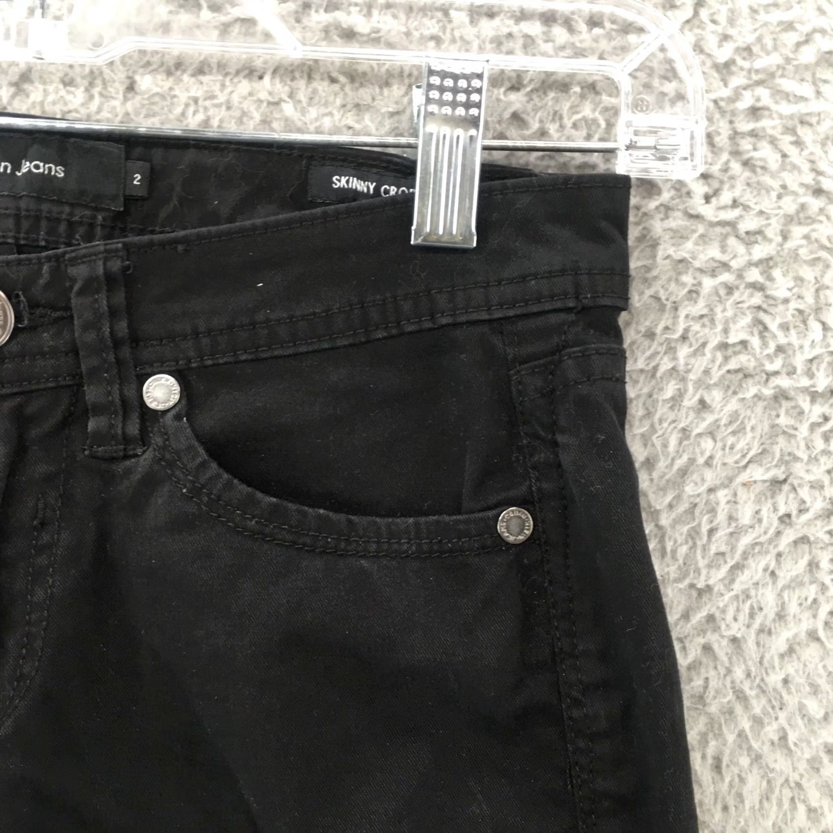 Calvin Klein Calvin Klein Jeans Skinny Crop Womens 2 Black Cotton Blend Zip Denim 5-Pocket Regular Size 28x25.5 Inseam 25.5 In Size 26" / US 2 / IT 38 - 3 Thumbnail