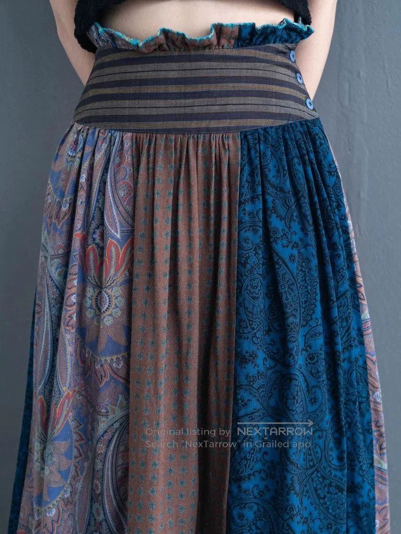 Kenzo KENZO 1981 Vintage Blue Midi Skirt. Size US 26 / EU 42 - 6 Thumbnail