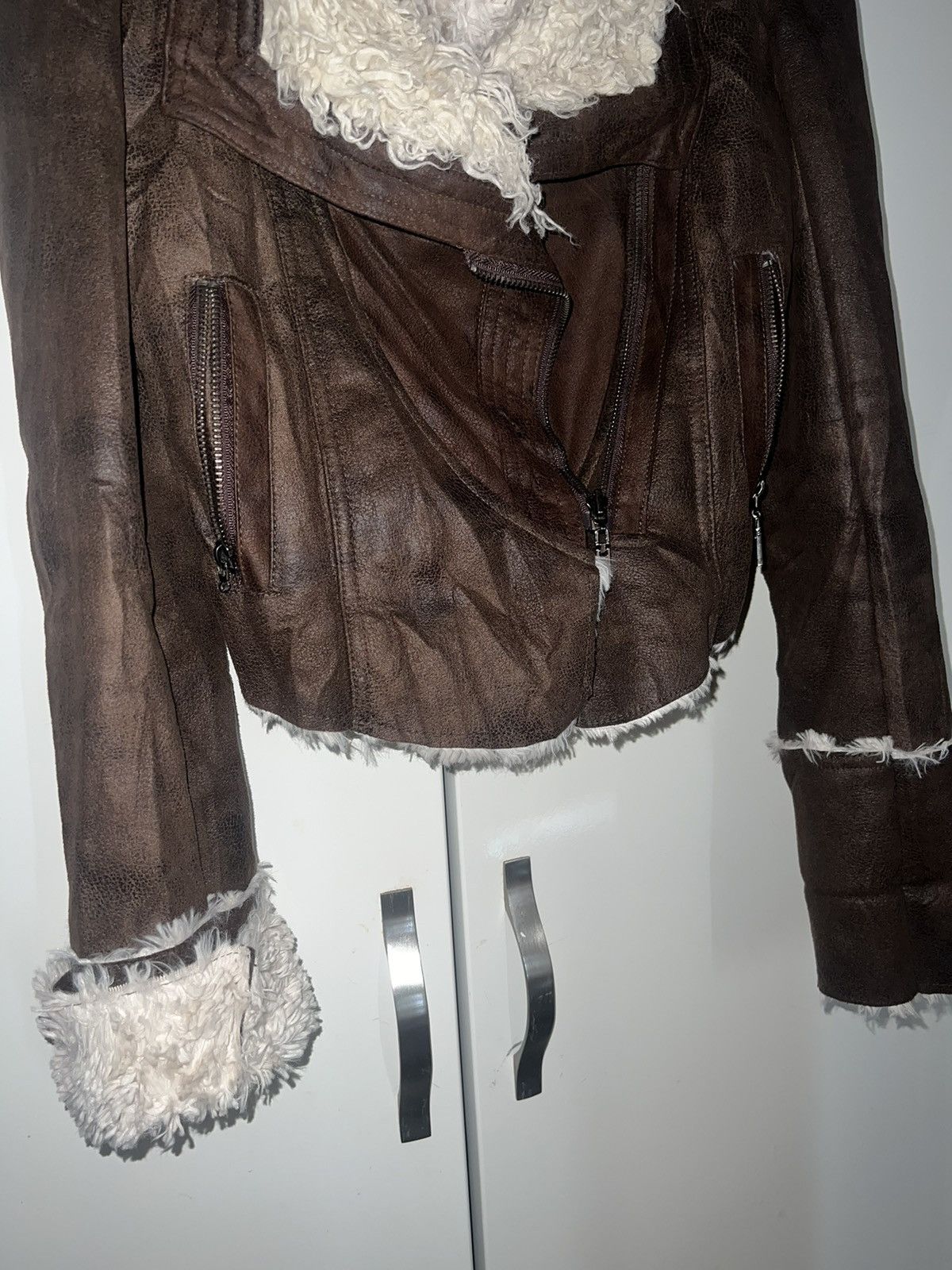 Japanese Brand Vintage brown shearling bike leather jacket 🤎 Size M / US 6-8 / IT 42-44 - 13 Thumbnail