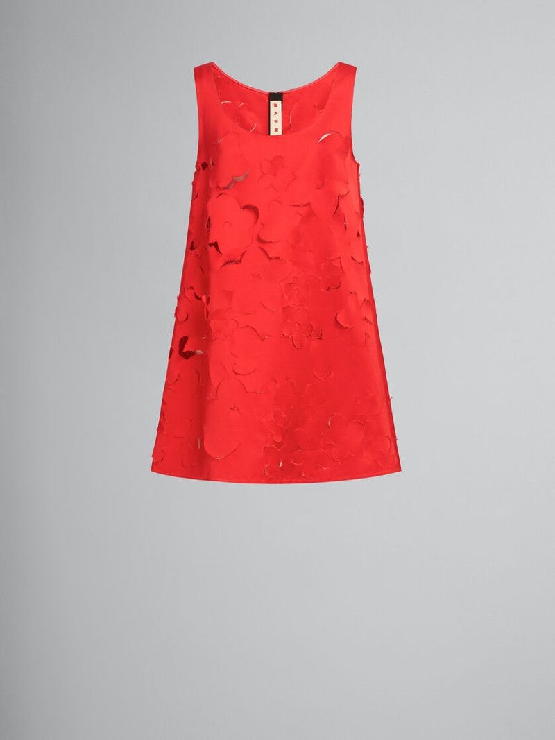 Marni o1f1d3z0326 Textured-Finish Mini Dress in Red Size L / US 10 / IT 46 - 1 Thumbnail