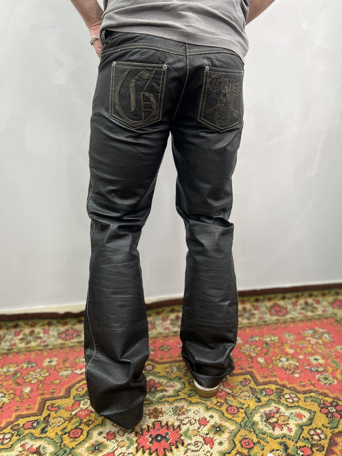 14th Addiction × Vintage VINTAGE zipper 14thaddiction style moto leather 90s pants Size US 30 / EU 46 - 9 Thumbnail