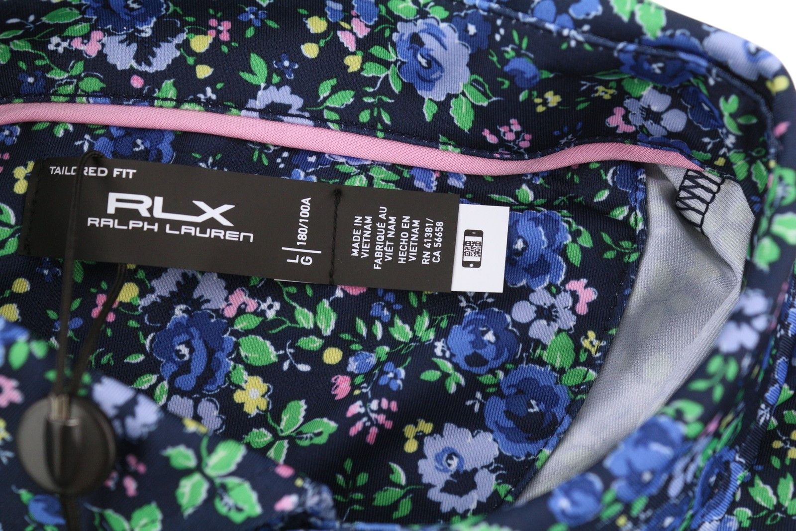 RLX Ralph Lauren GOLF L Navy Floral Wicking Tee 84578 Size US L / EU 52-54 / 3 - 11 Thumbnail