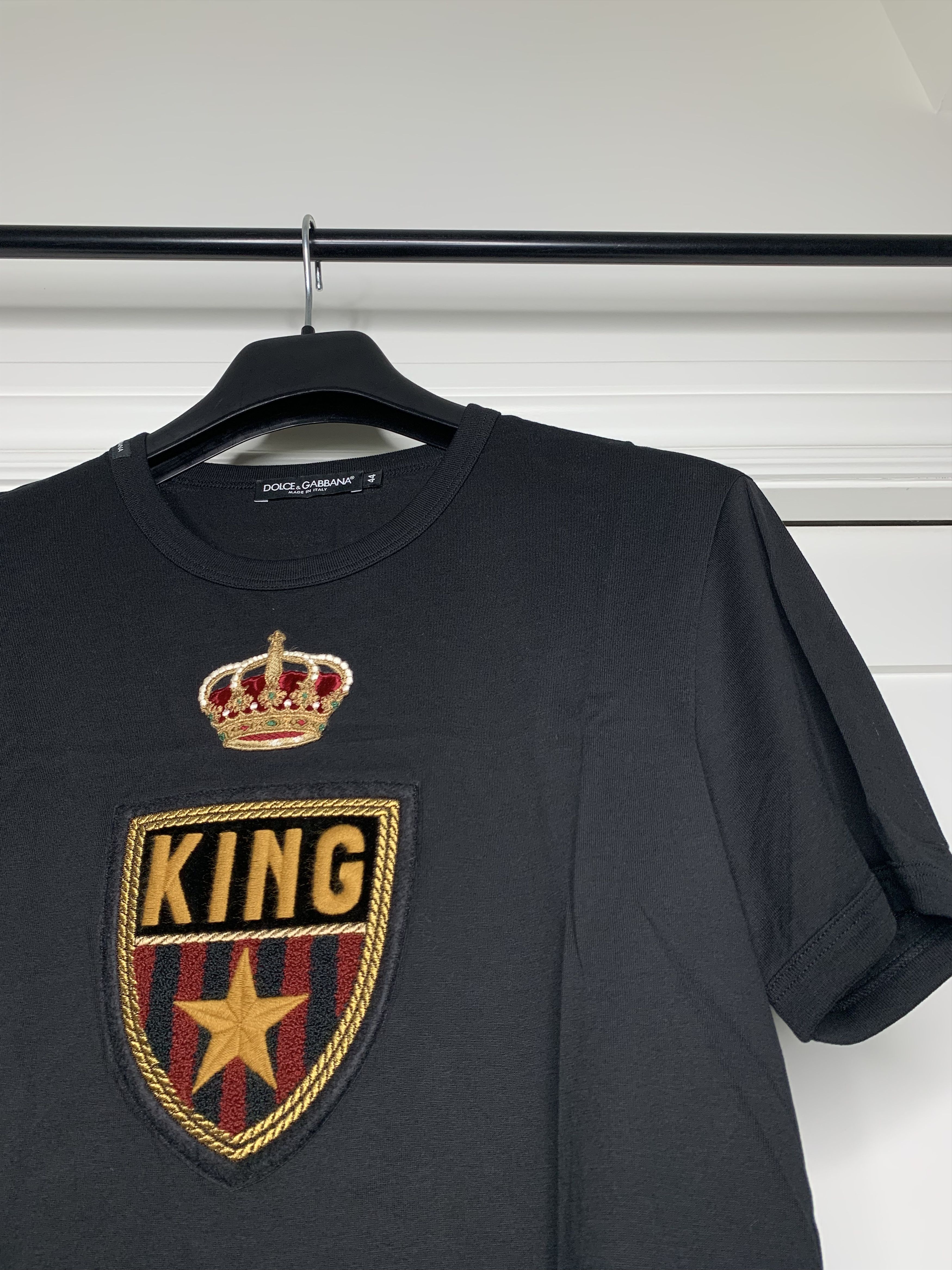 Dolce & Gabbana Dolce&Gabbana Black Calfskin King Crown Patch T-Shirt Size US S / EU 44-46 / 1 - 4 Thumbnail