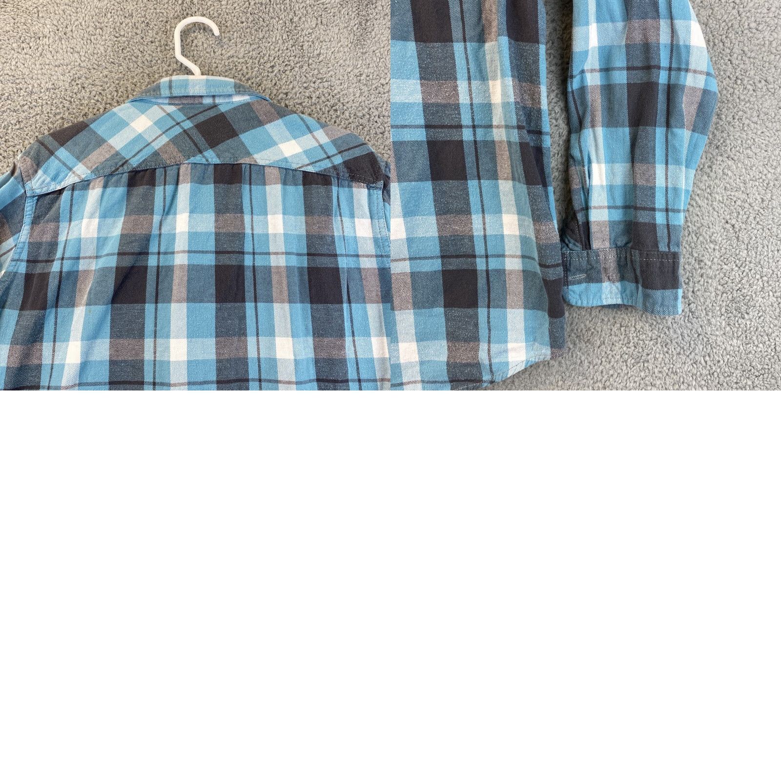 American Eagle Outfitters AMERICAN EAGLE Blue Plaid Long Slim Fit CAUSAL DRESS SHIRT sz XL / 49-17 Size 46R - 8 Thumbnail