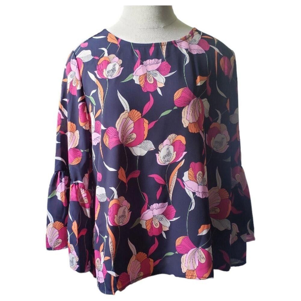 Worthington CT1637 W5 Ladies Floral Bell Sleeve Blouse M Size M / US 6-8 / IT 42-44 - 1 Thumbnail