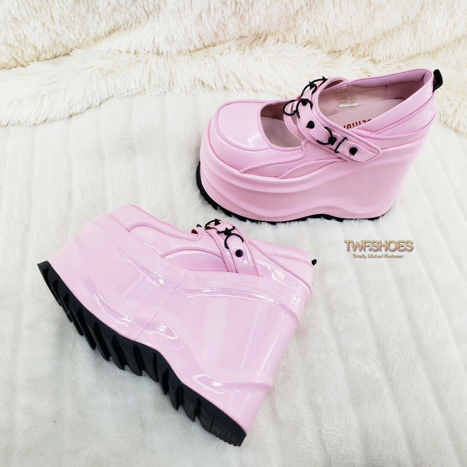 Other DEMONIA Wave 48- 6" Platform Pink Patent Goth Punk Mary Jane Size US 6 / IT 36 - 8 Thumbnail