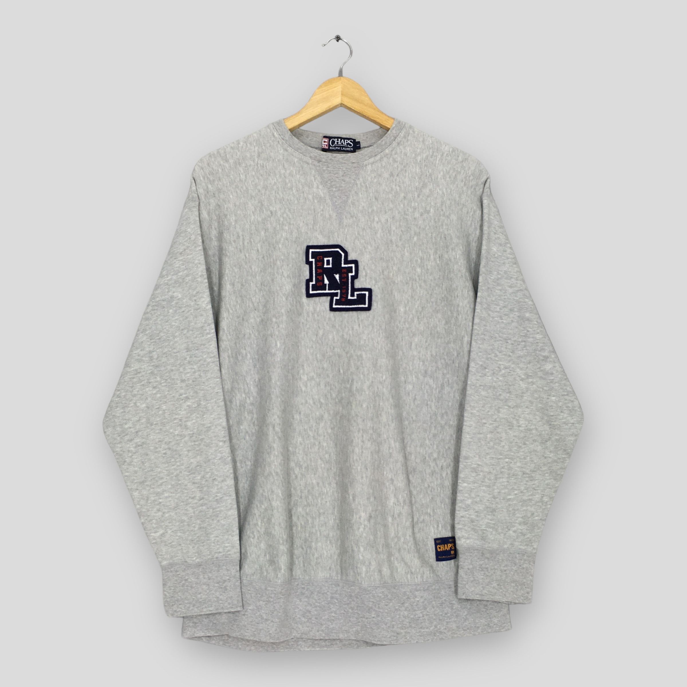 Chaps Ralph Lauren × Polo Ralph Lauren × Ralph Lauren Vintage 90s Chaps Ralph Lauren Gray Sweatshirt Large Size US L / EU 52-54 / 3 - 1 Thumbnail