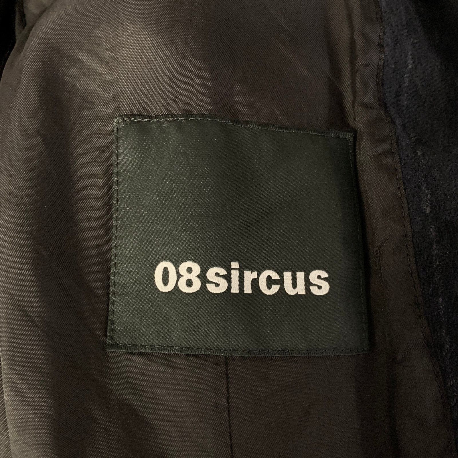 08sircus 08SIRCUS Navy Chalkstripe Textured Wool Notch Sport Coat Size 42R - 5 Thumbnail